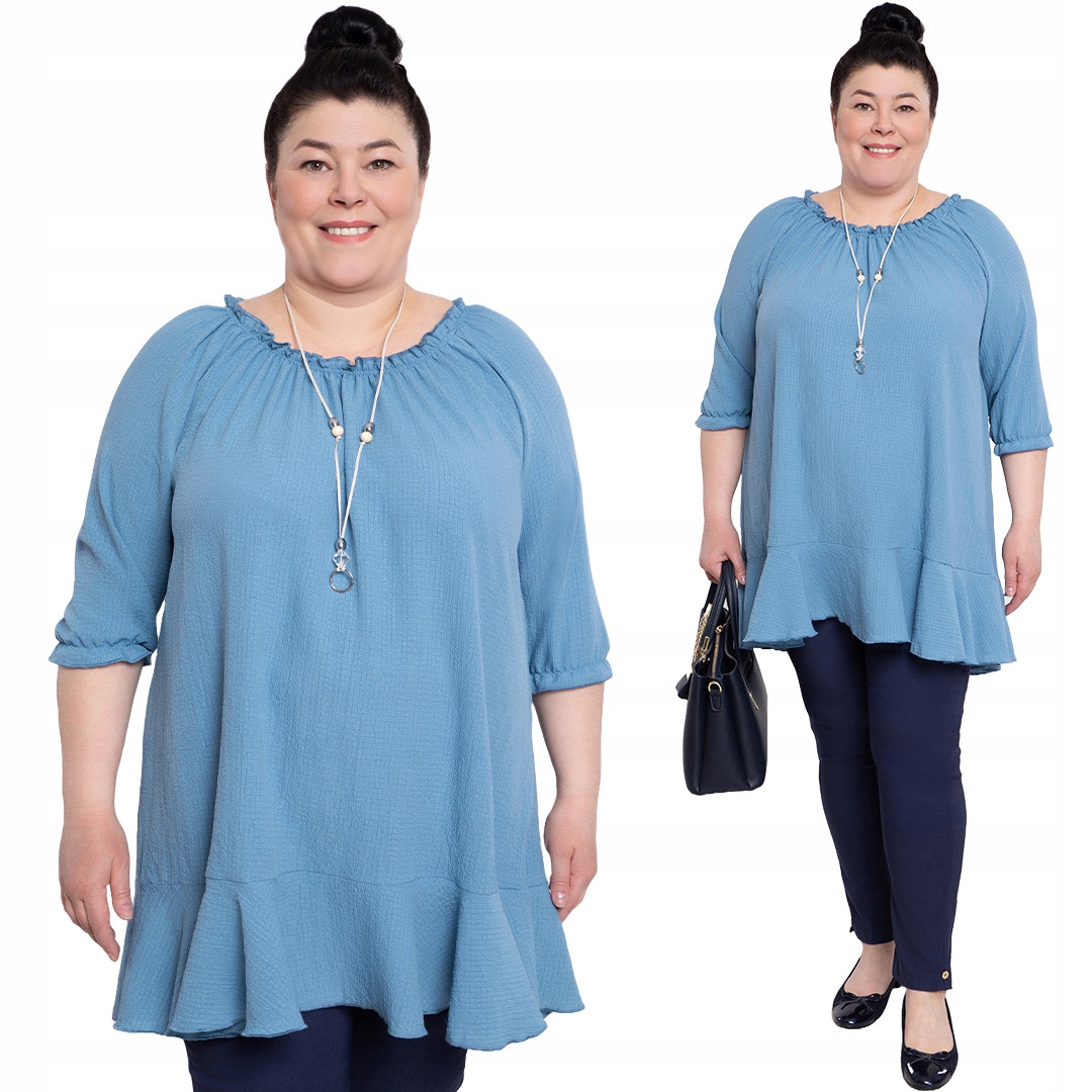 Modrá tunika s náhrdelníkem 60/62