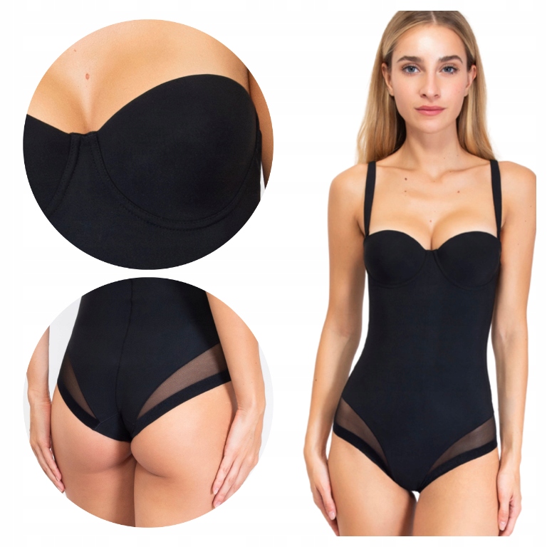 Dámské modelovací a zeštíhlující body Bardotka Italské Sielei Černé 95B