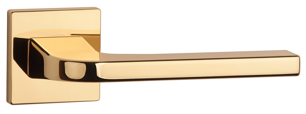 Kľučka Ismena Q štvorcová rozeta Slim 7 mm zlatá leštená Aprile