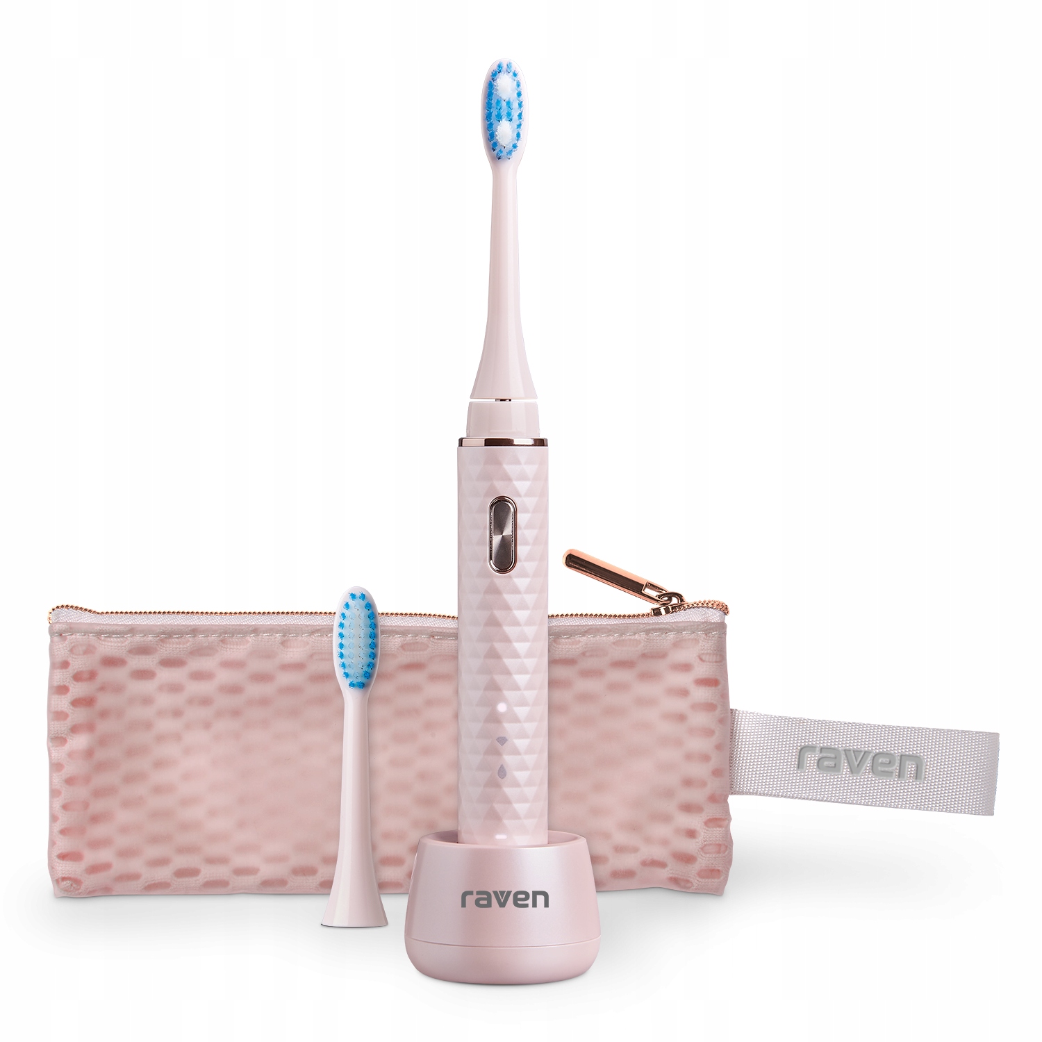 Szczoteczka soniczna Raven ESOS006P 2 końcówki 3 tryby IPX7 Różowa Etui