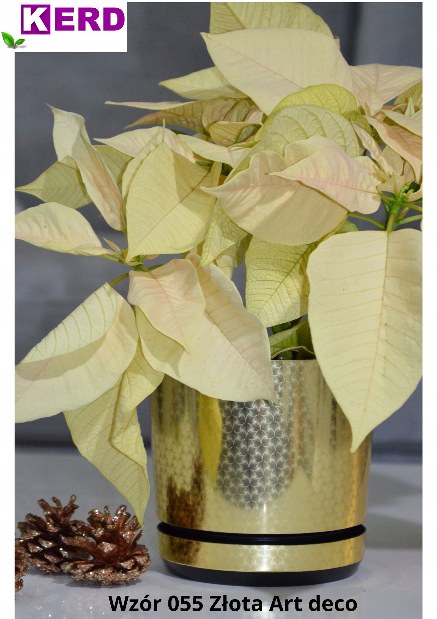 18 Doniczka z podstawką Osłonka ZŁOTA Art deco piękny wzór w stylu Glamour Marka Kerd