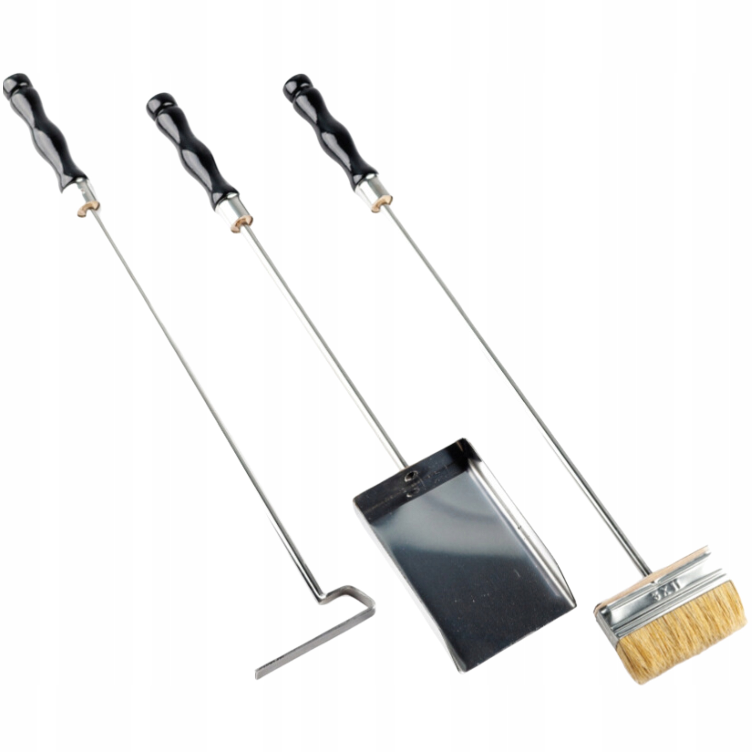 Sada na čištění grilu 3v1 s dřevěnou rukojetí, multifunkční, robustní