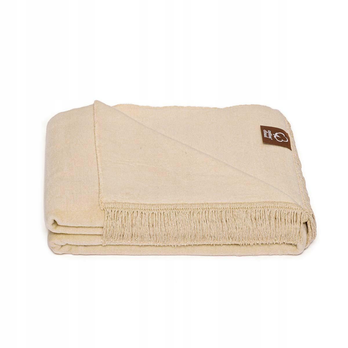 Bavlněná akrylová deka 150x200 béžová přehoz pléd