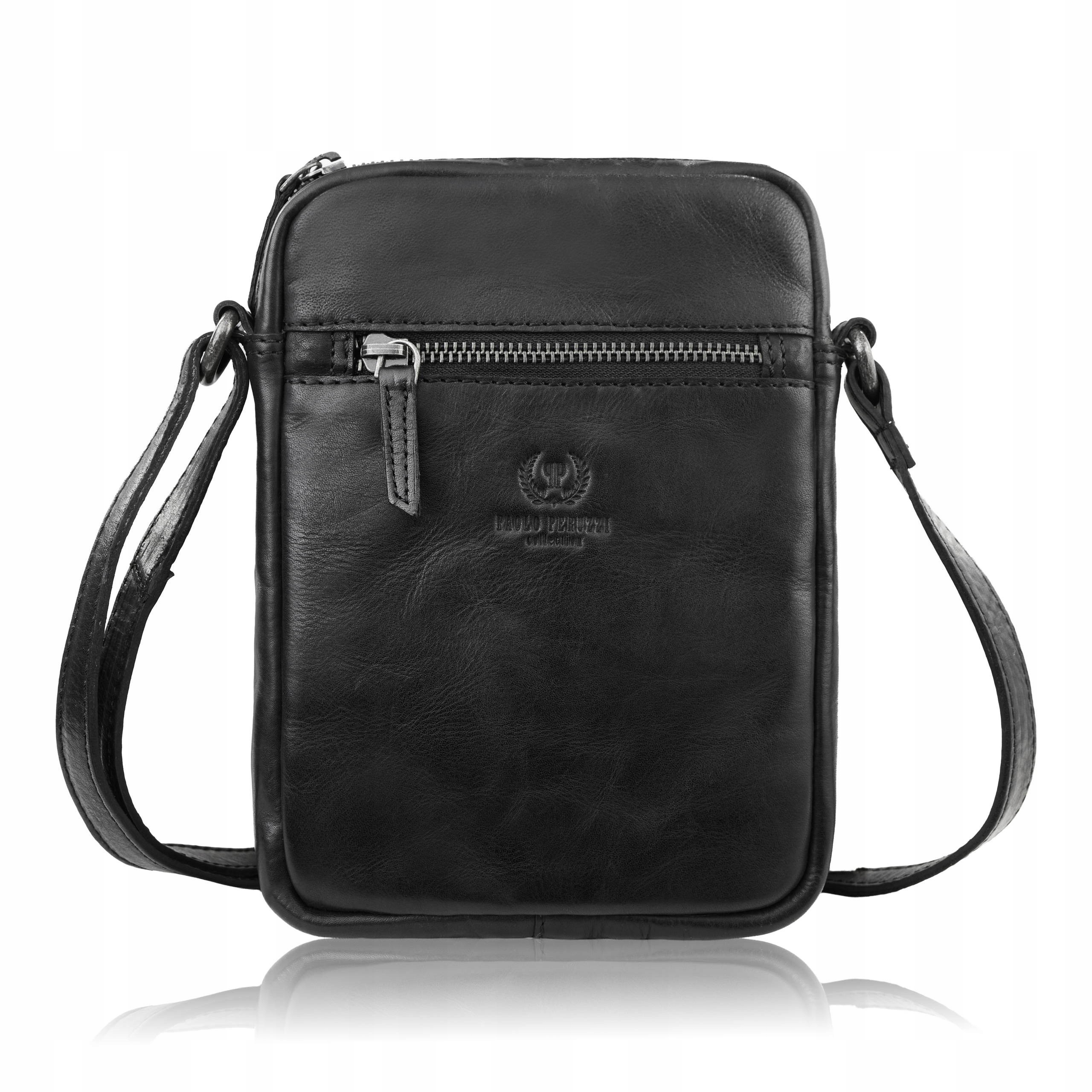 Pánská kožená taška přes rameno klasická černá malá módní Paolo Peruzzi