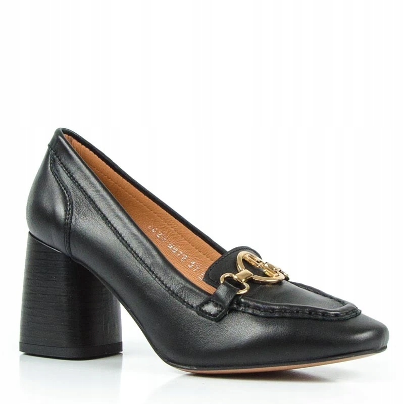 Simen 6072A Lodičky Sloupek Kůže Lico Černé 39