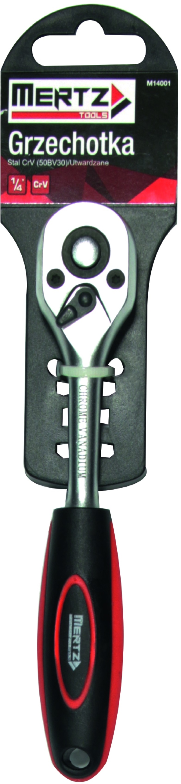 Klucz grzechotka Mertz nasadowy do bitów nasadek M14001 1/4" 72 zęby Cr-V