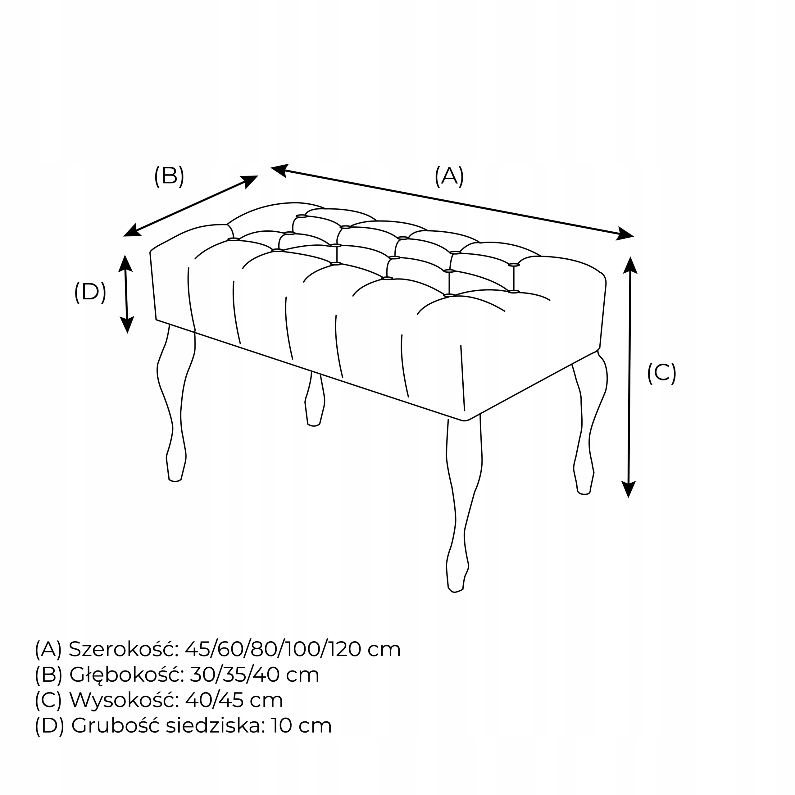 Ławka Tapicerowana Retro bench4home 120 cm Szerokość mebla 120 cm