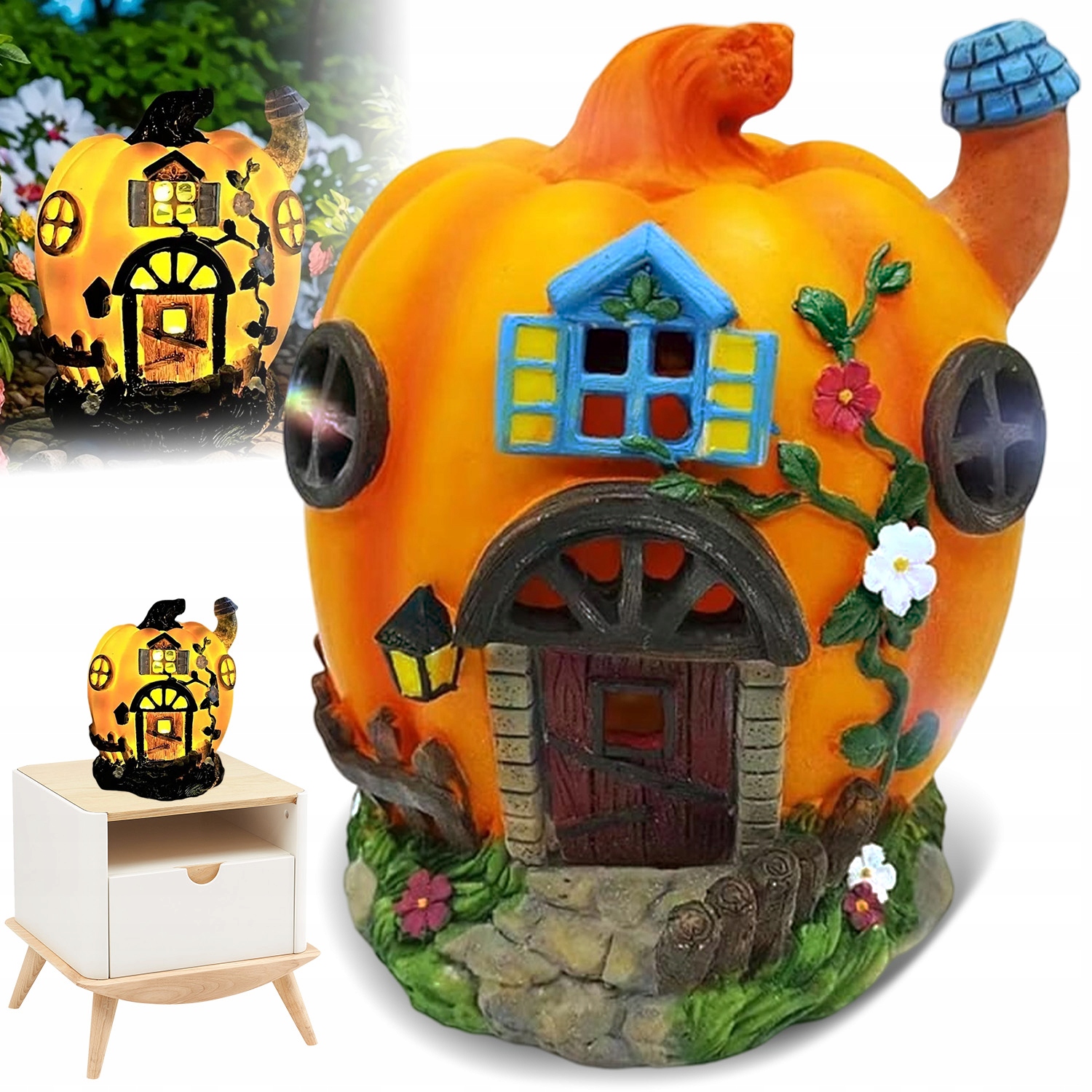 Dekorativní Solární Dýně Na Halloween, Led Světlo Do Zahrady A Domu, 17 CM