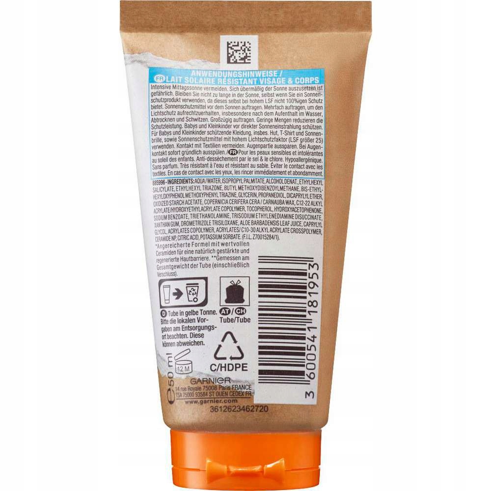 GARNIER AMBRE SOLAIRE KIDS KREM DO OPALANIA Z FILTREM SPF 50 EAN (GTIN) 3600541181953