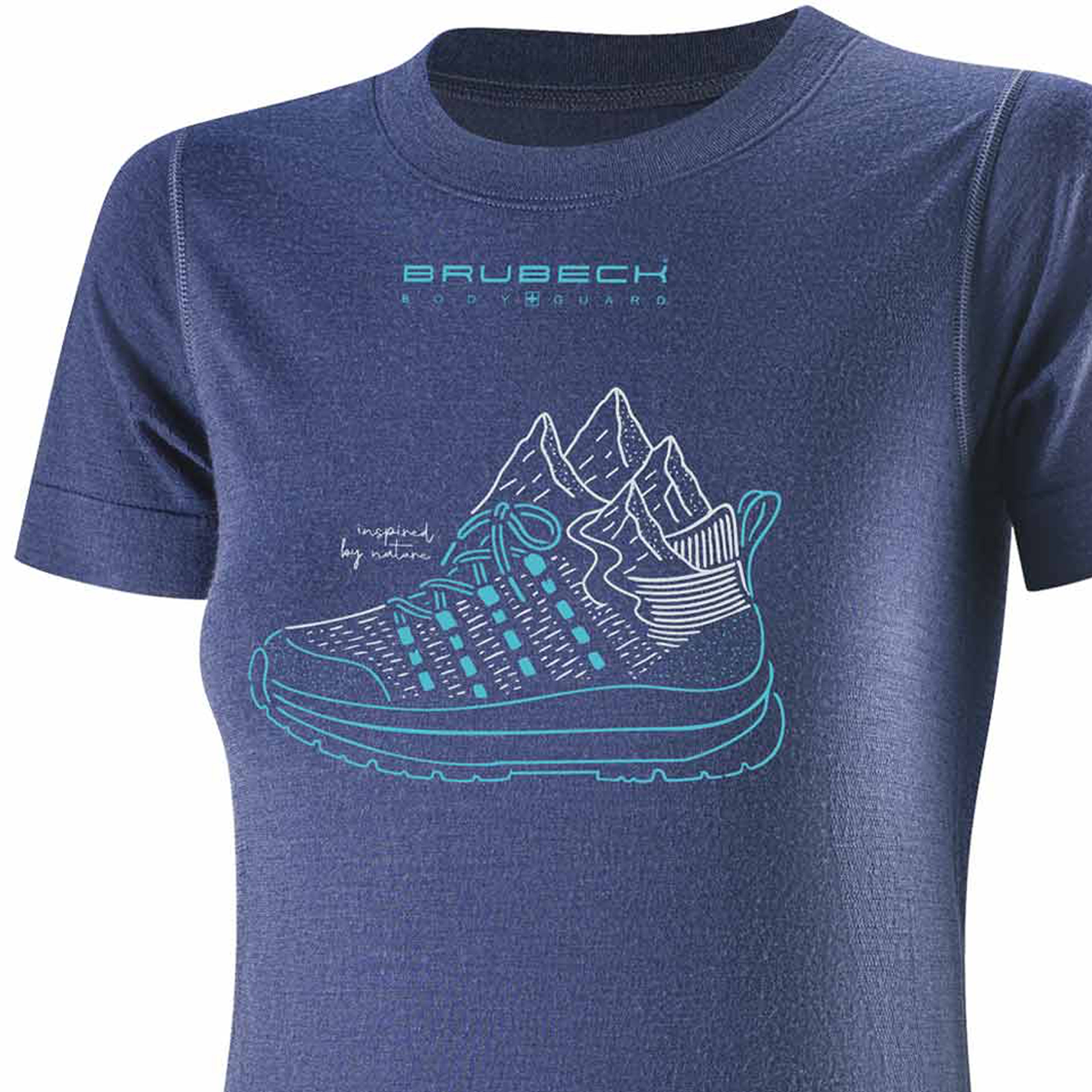 Termoaktywna damska koszulka T-shirt Brubeck Outdoor merino niebieska M