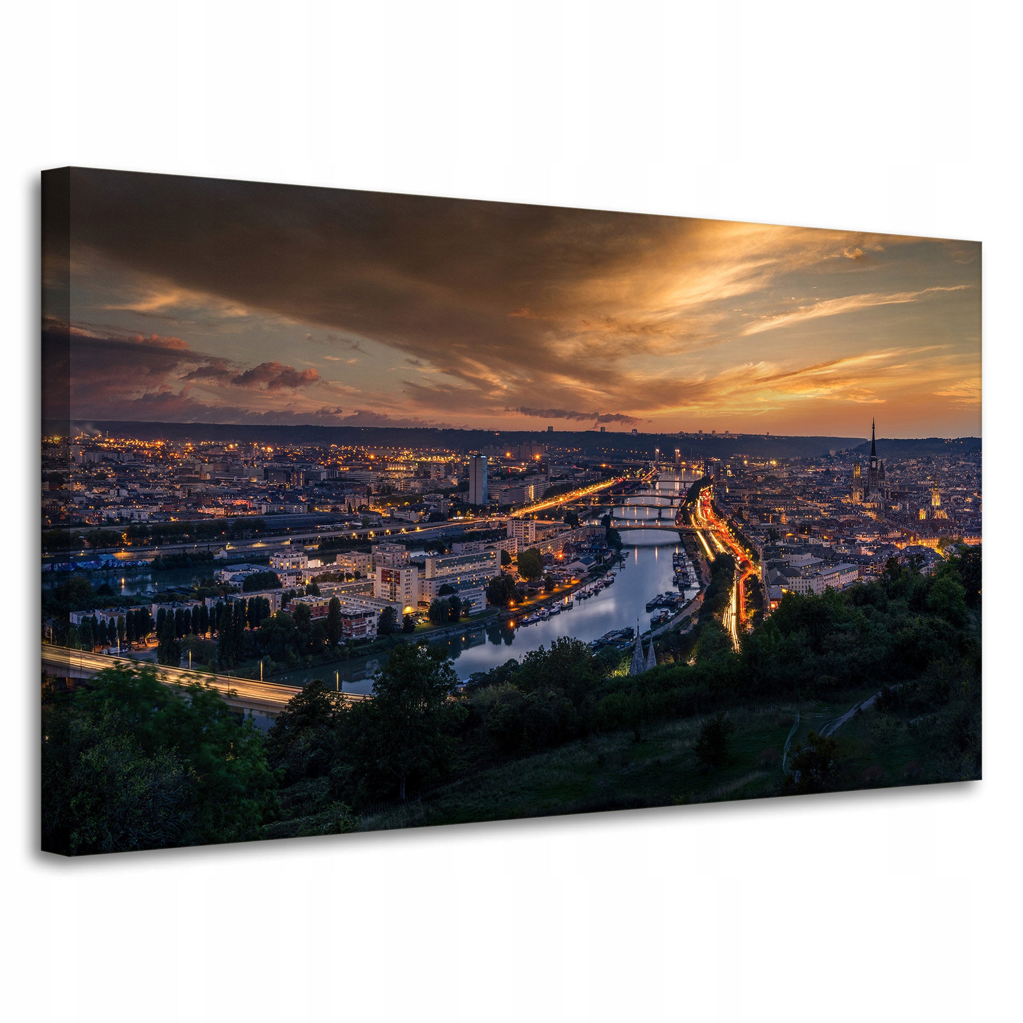 Obraz na plátně Architektura Rouen Večer 100X60