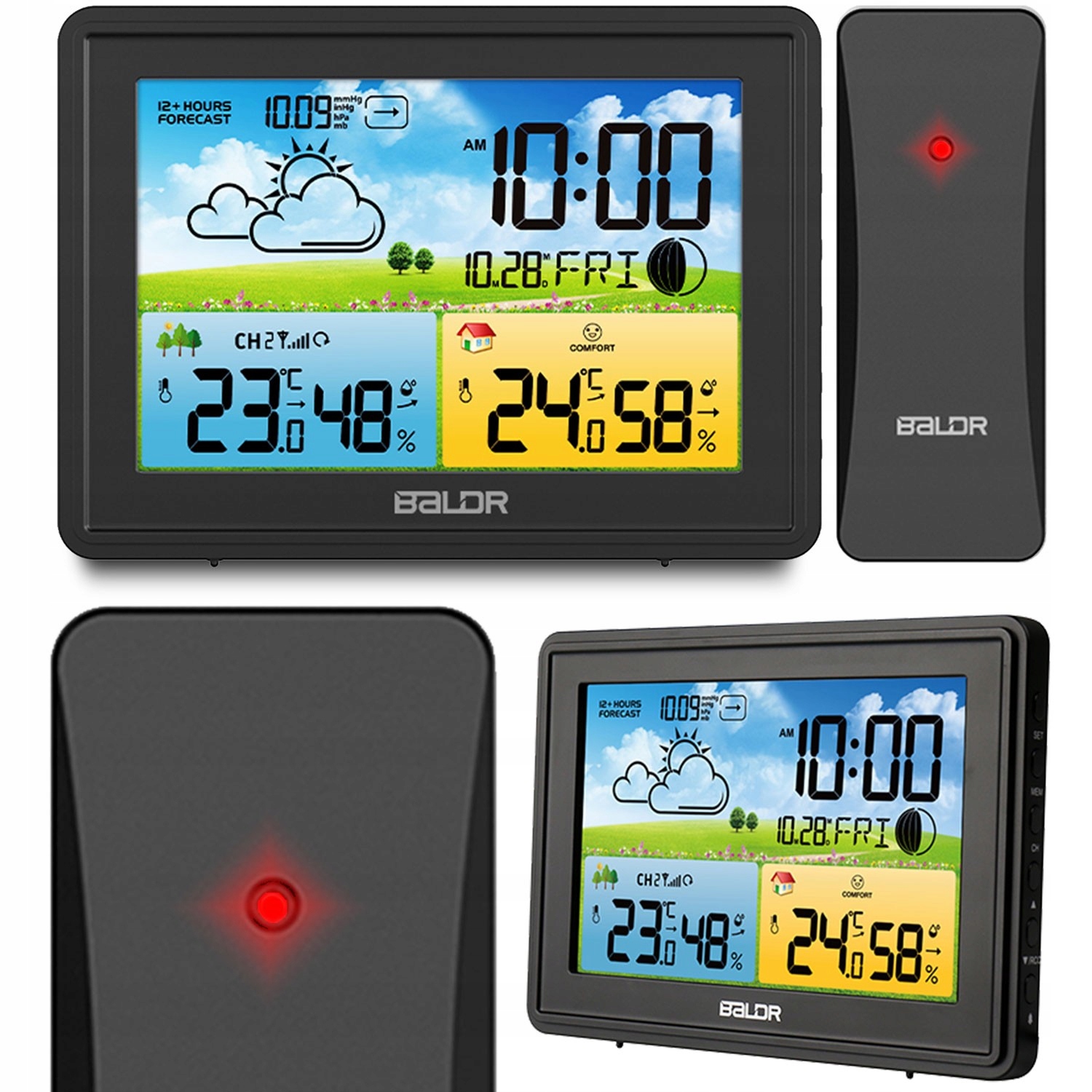 Meteorologická Stanice S Displejem Elektrický Teploměr Černý