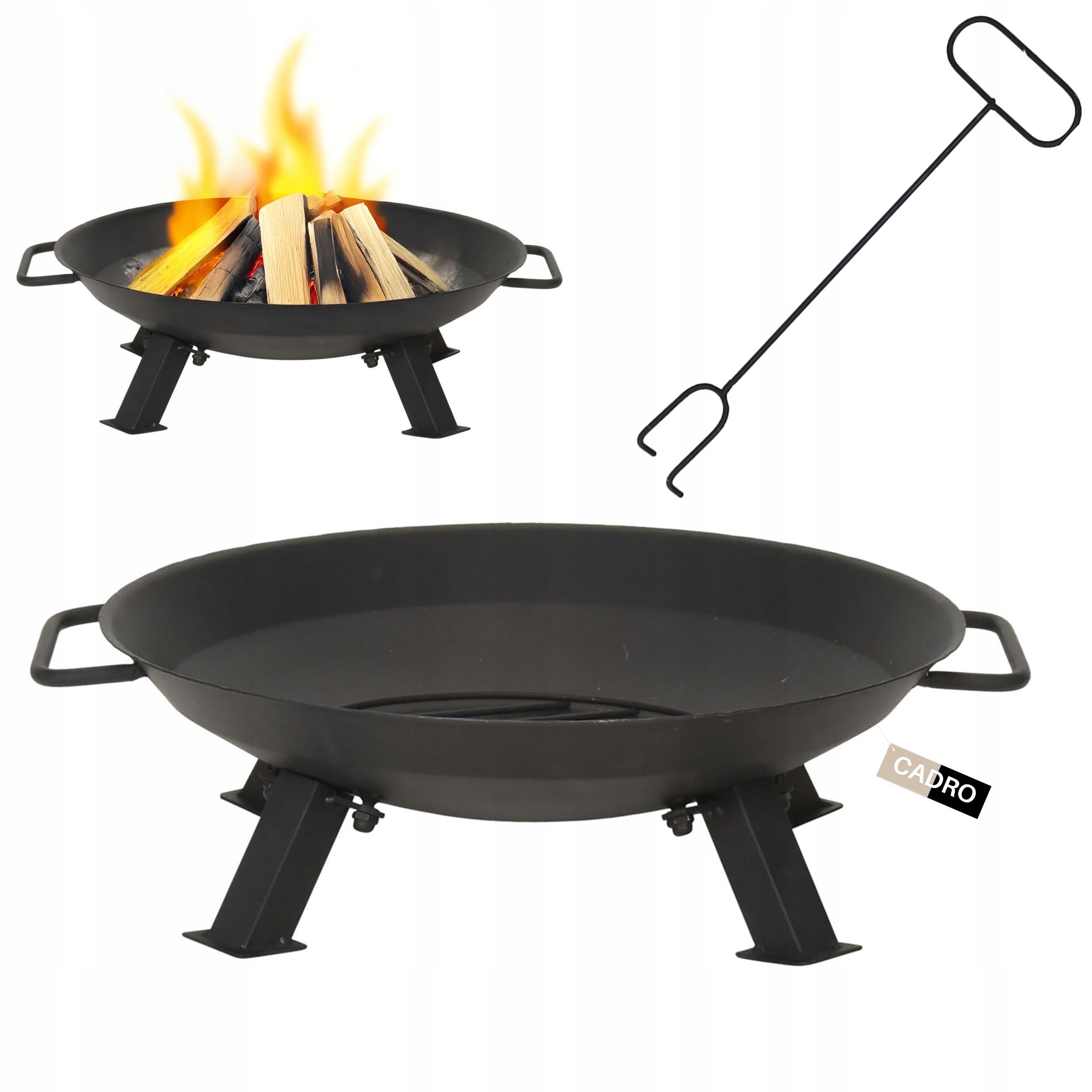 Palenisko ogrodowe do ogniska grilla kociołka stalowe czarne 46x17 cm