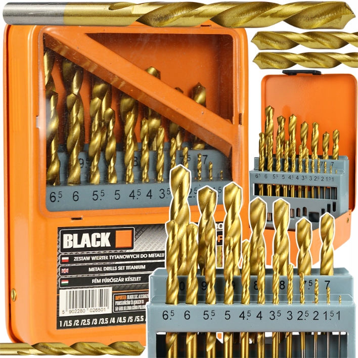 Wiertła tytanowe Black 33001 19 elementów