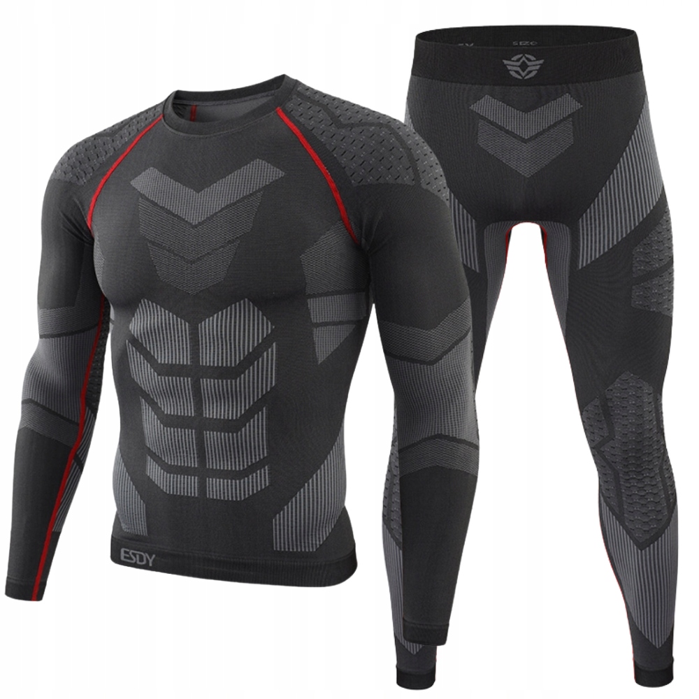 Termoaktivní Spodní Prádlo Komplet Pánské Termoprádlo Mikina Kalhoty Šedá XL