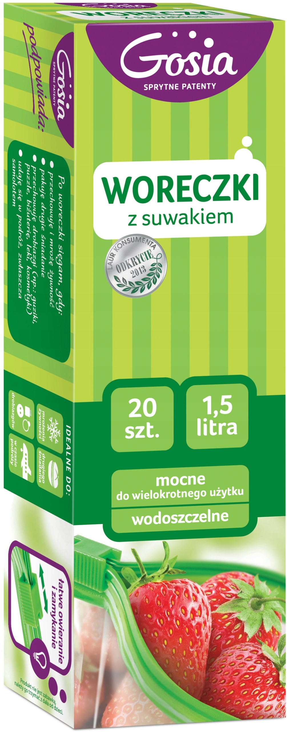 

Gosia Woreczki z Suwakiem Wielorazowe 1,5L 20szt