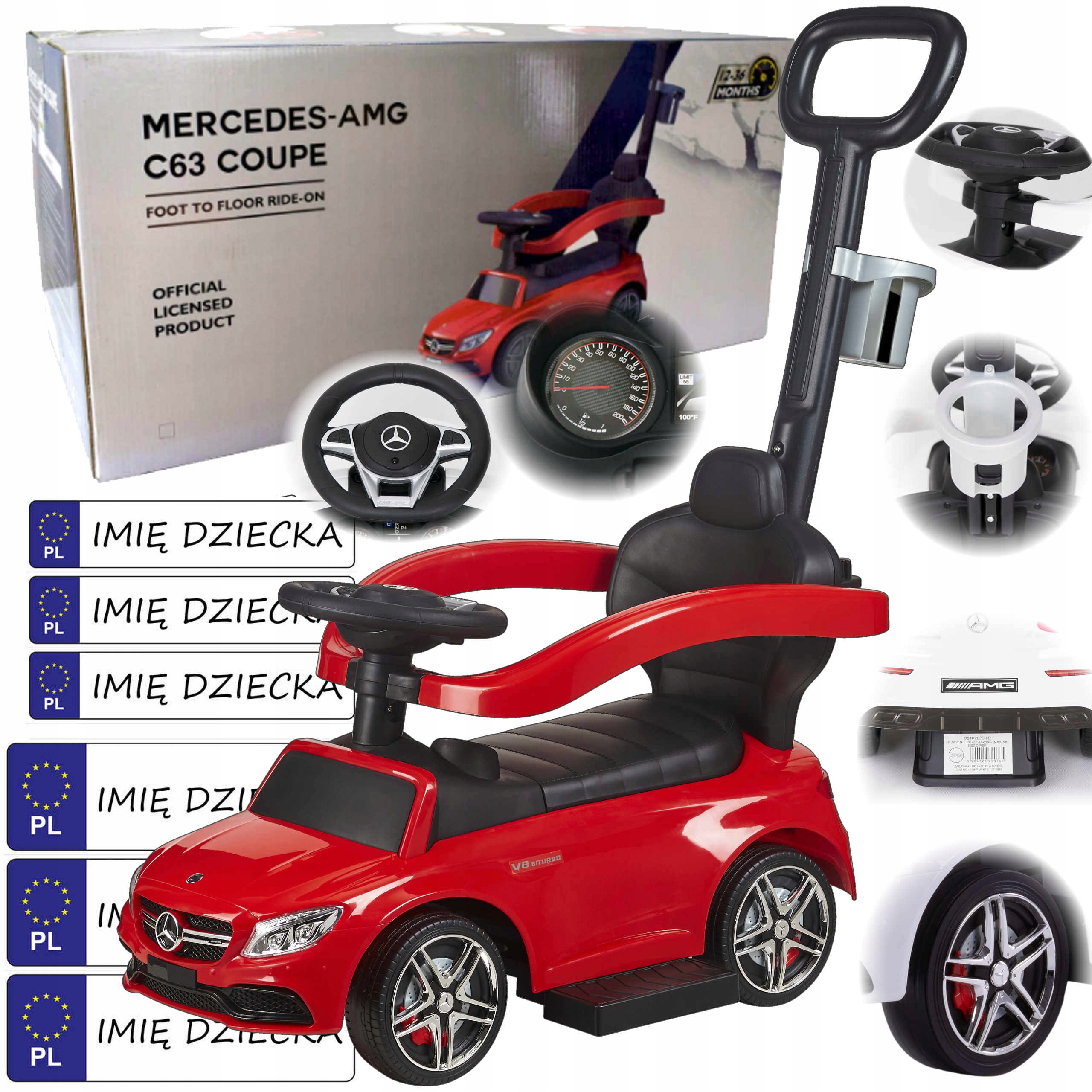 jeździk MERCEDES skóra GUMOWE KOŁA TABLICE skręt