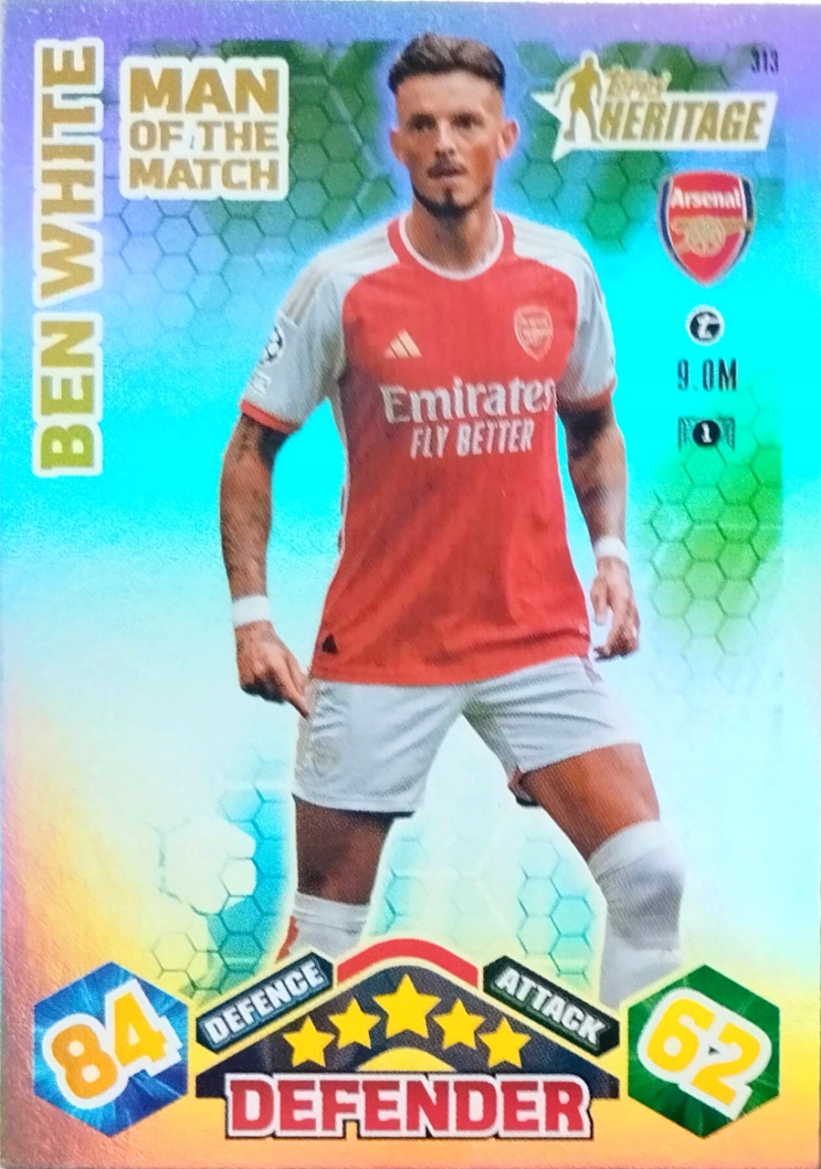 Match Attax Extra 2023/2024 Man Of The Match Heritage 313 Ben White Arsenal
