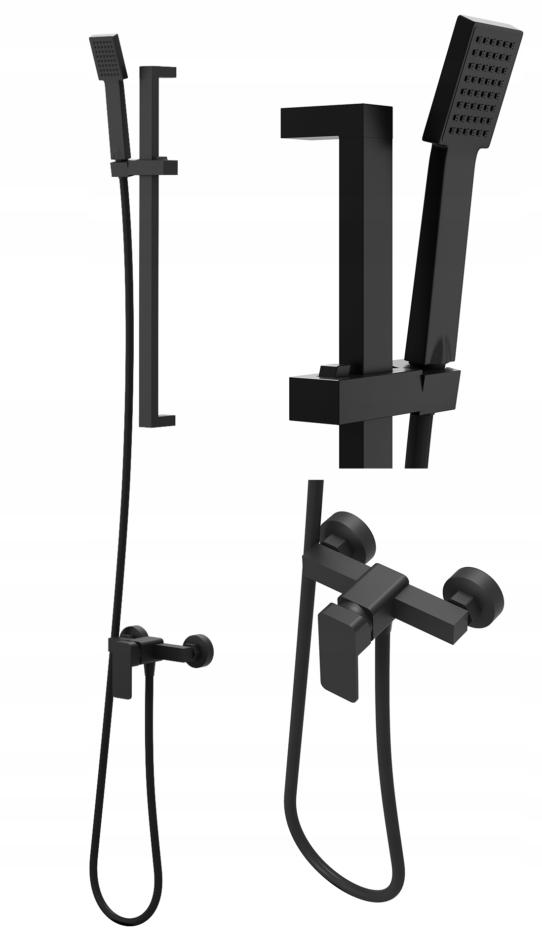 Sprchový Set, Čierna Batéria, Sprchová Hlavica, Tyč Veri ZN3