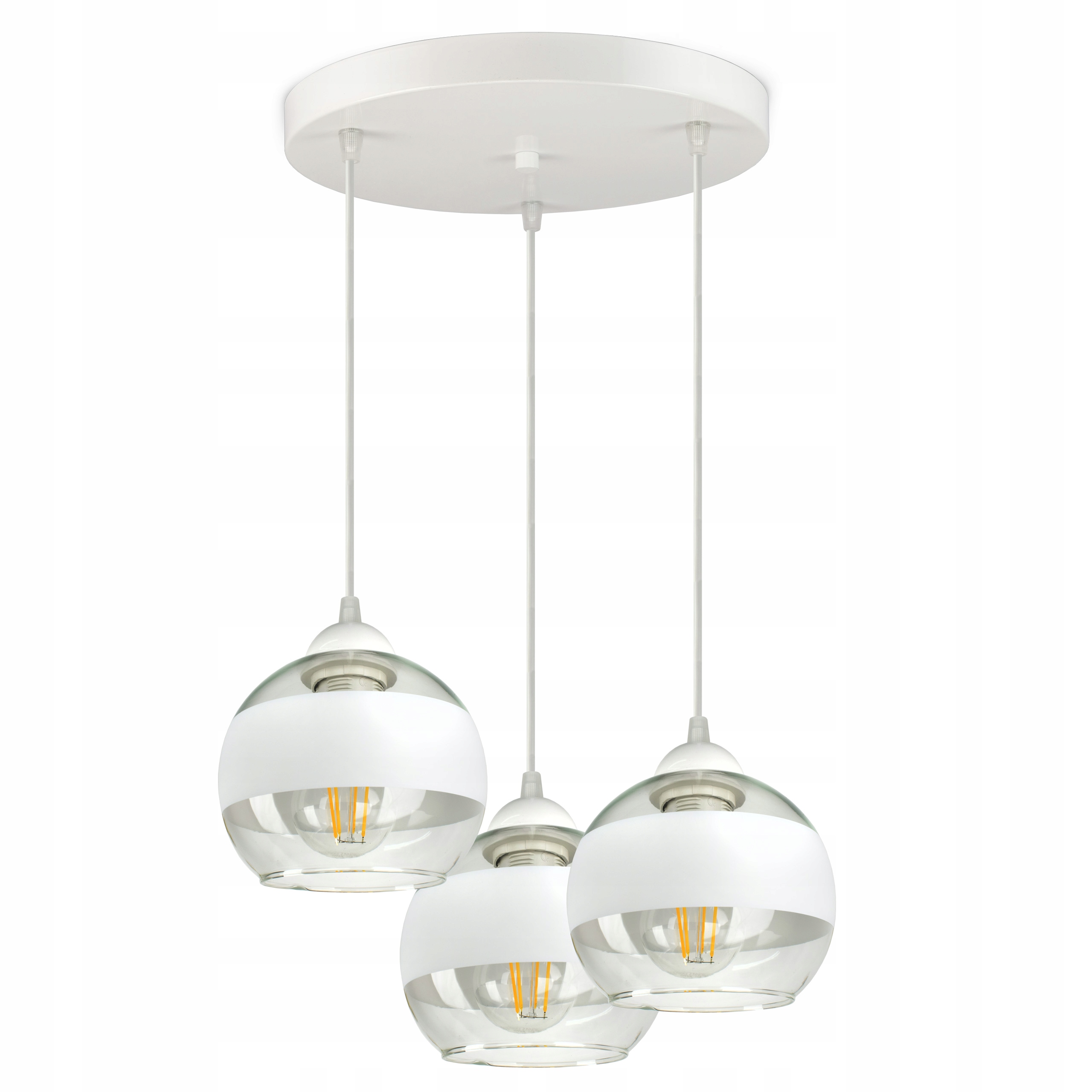 Lampa Wisząca Sufitowa Żyrandol Biała Szklane Kule White Belt EZ3 Led E27