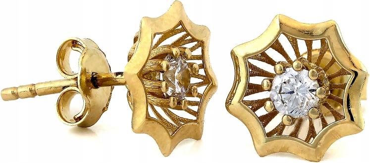 Originální zlaté náušnice 585 tyčinky zdobené zirkonem jako dárek