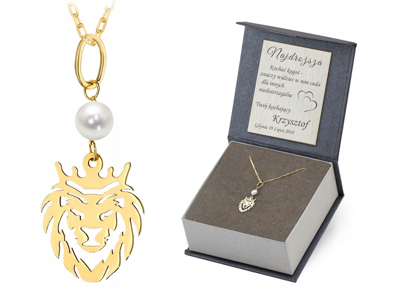 Zlatý Náhrdelník pr. 585 Ažurový Lev a Perla 42 cm
