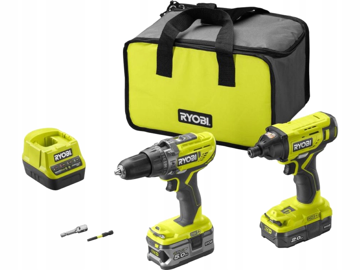 Zestaw Ryobi Wkrętarka R18PD3, klucz udarowy R18ID2 5Ah+2Ah R18PDID2-252S