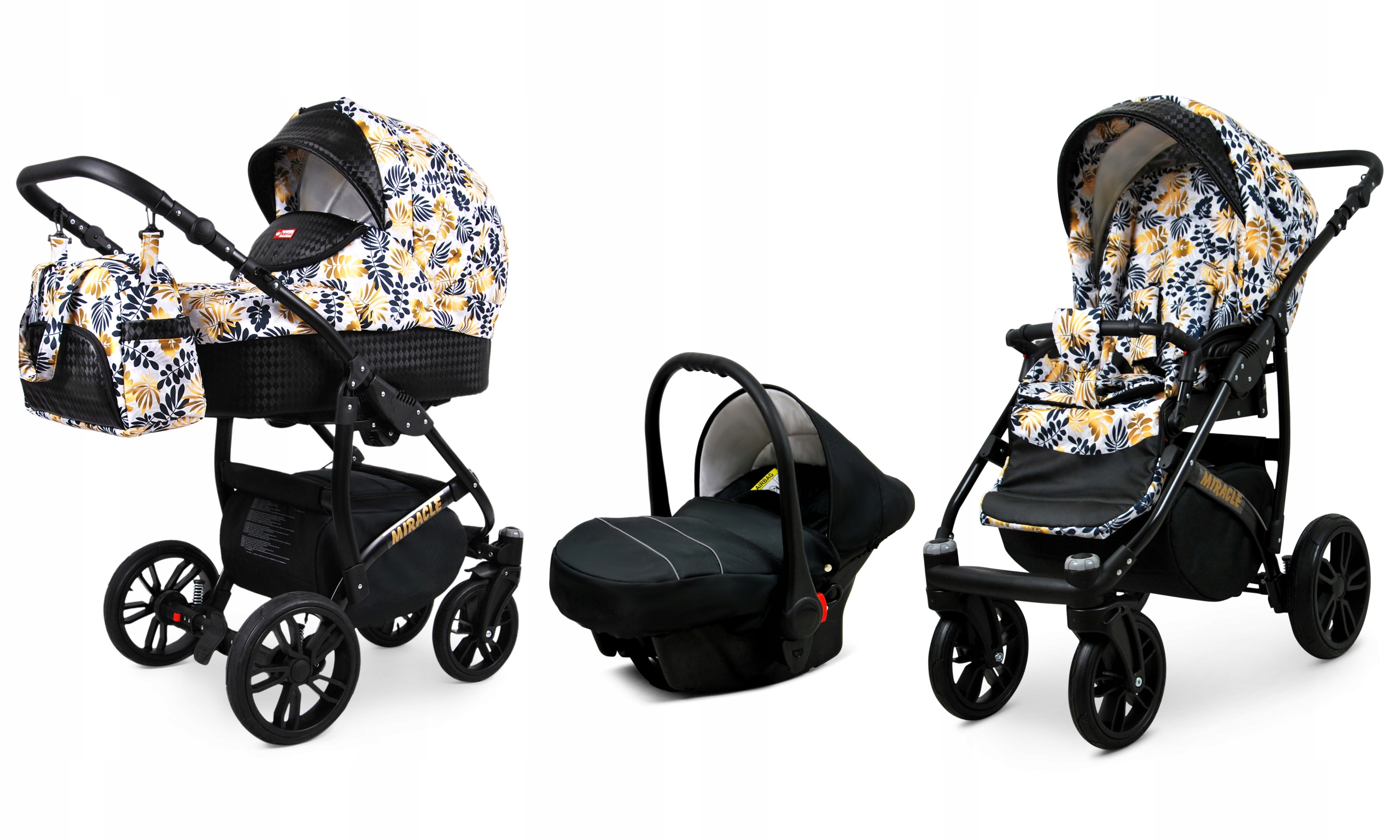 Wózek dziecięcy 3w1 BabyLux Miracle spacerówka gondola fotelik samochodowy