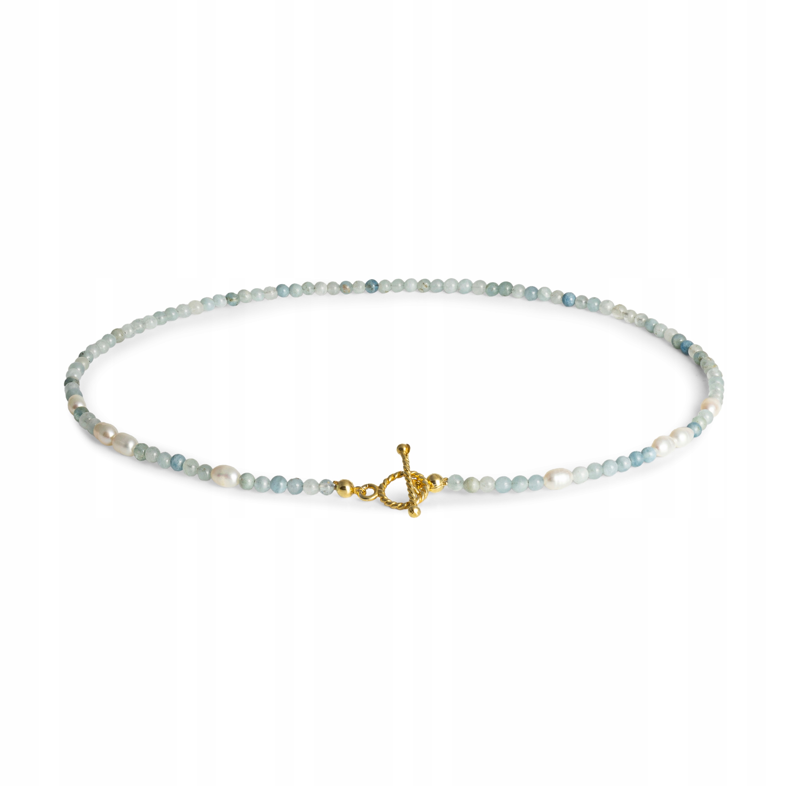 Naszyjnik choker pozłacany Ania Kruk złoty niebieski akwamaryn srebro 925