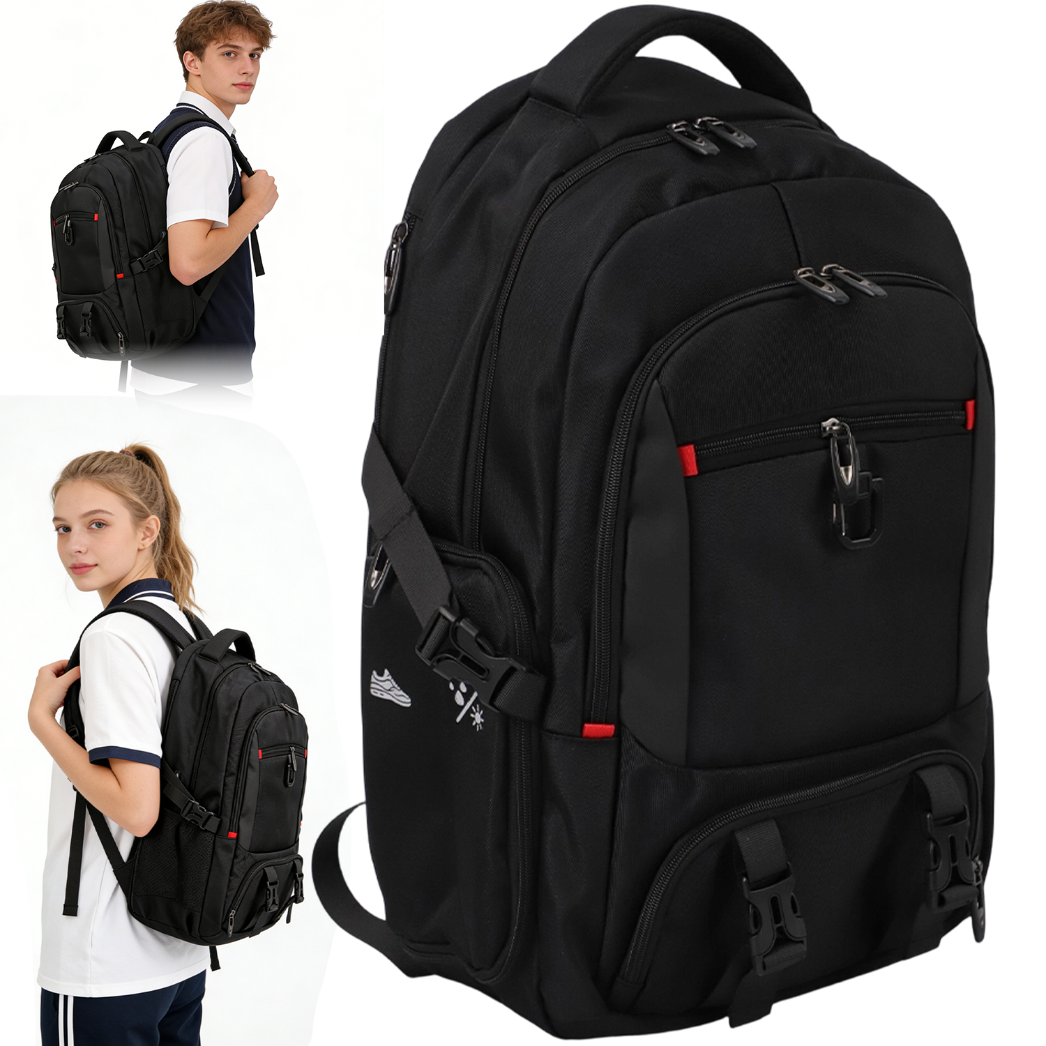 Plecak Do Pracy I Podróży Rozszerzany 44L Laptop 17.3 Kieszeń Na Buty