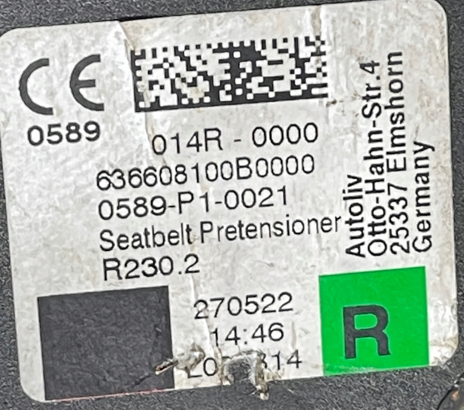 BMW G20 G21 tension belt safety right front 7496290