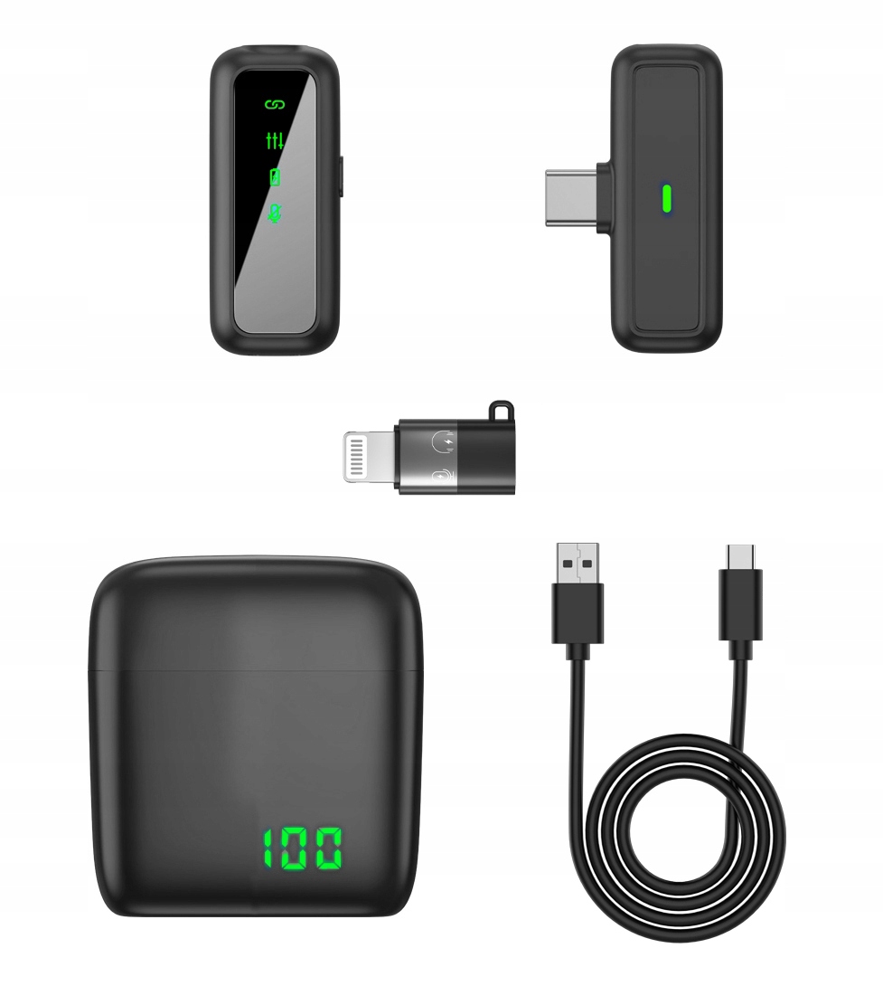 MIKROFON BEZPRZEWODOWY KRAWATOWY USB C POWERBANK ANDROID IOS LIVE VLOG