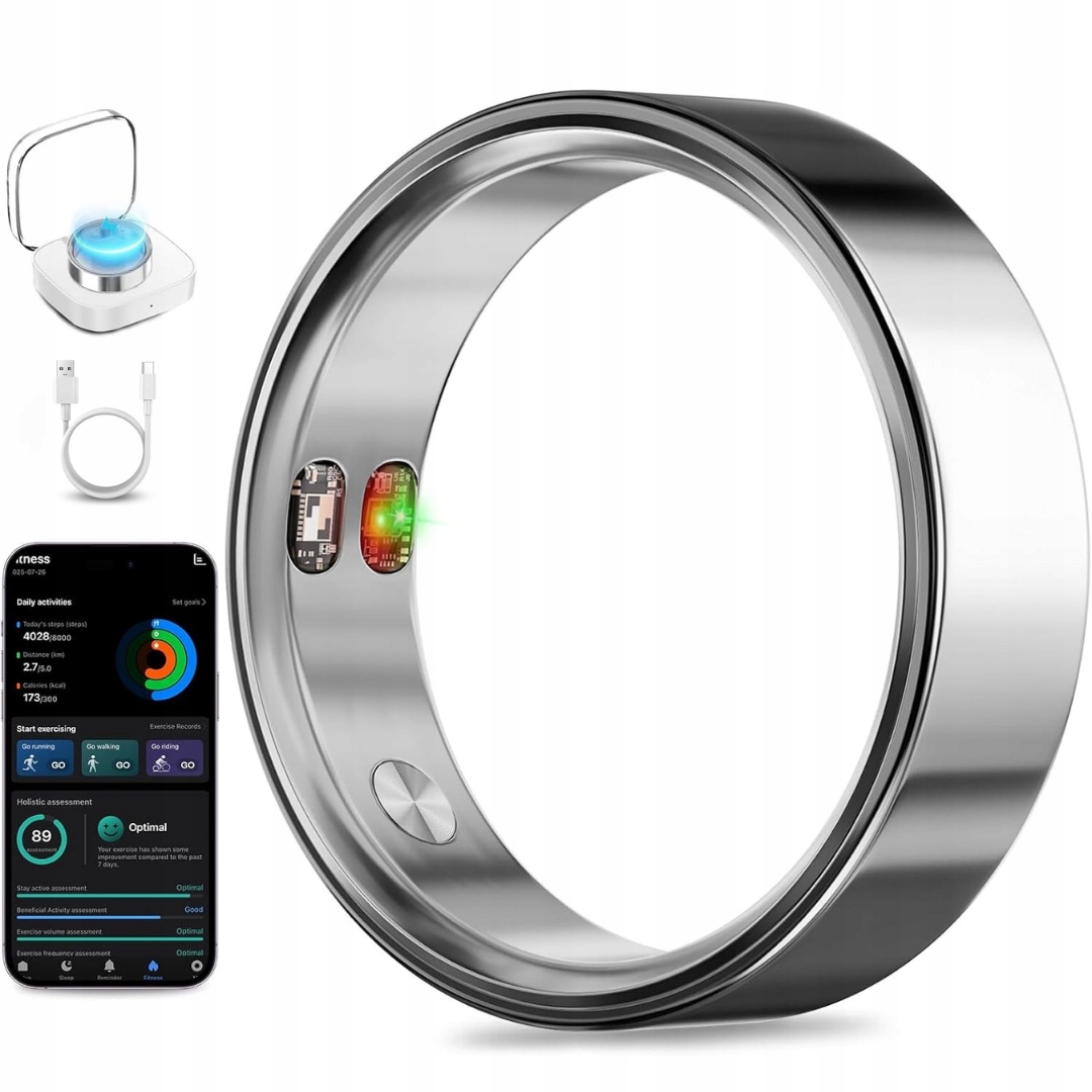 Inteligentny pierścień Tarnish All-Metal Variation Alert Hrv Fitness Monitoring Rozmiar 10