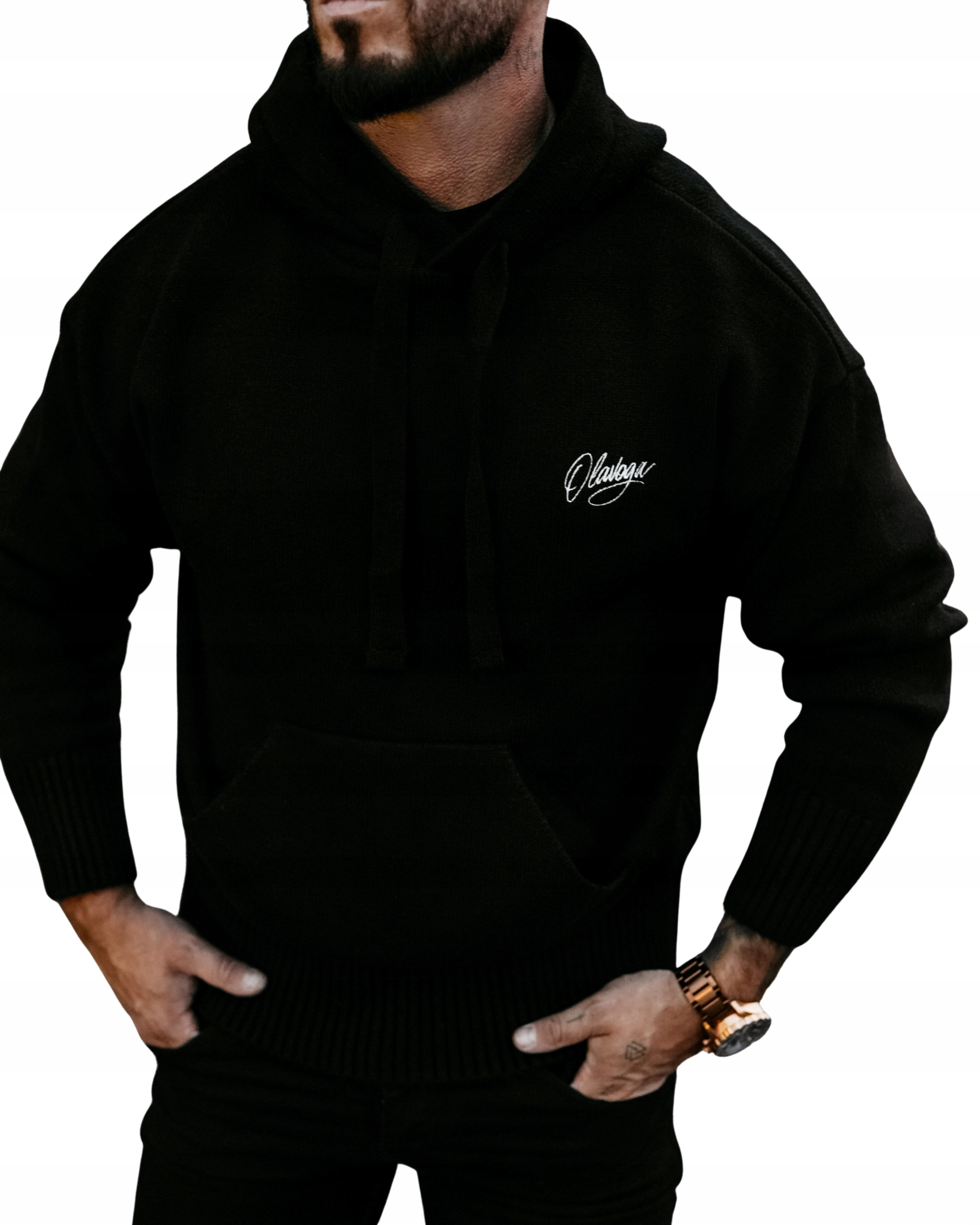 Pánský Svetr Folnel 2025 OlaVoga Olv s kapucí černý L