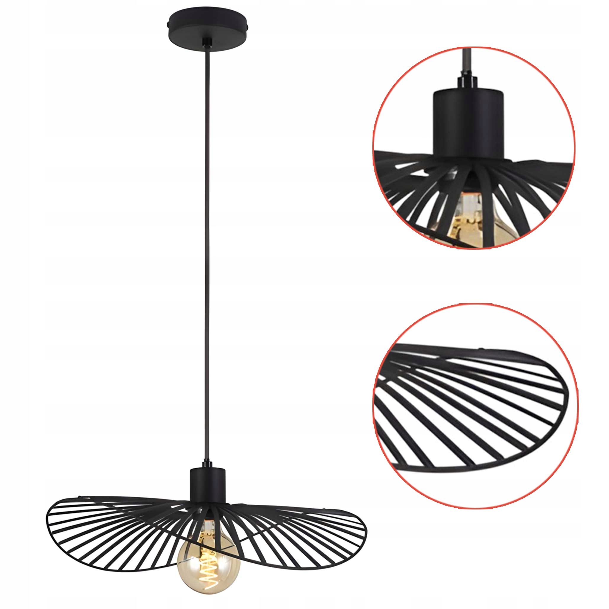 Závěsná lampa Boho Černá Pletená E27 Ažurový lustr Loft Boho Black