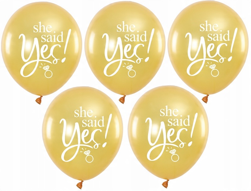 

Balony Wieczór Panieński She Said Yes Złote 5 Szt