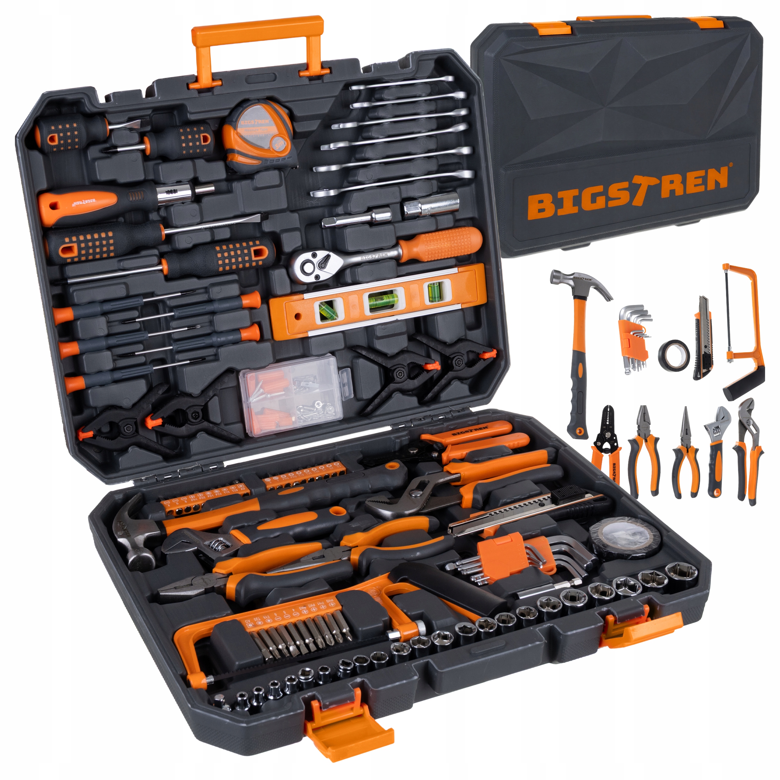 Sada Náradia Bigstren 168 ks Kufrík Kľúče Bity Nástavce 3/8" 1/4" 72T