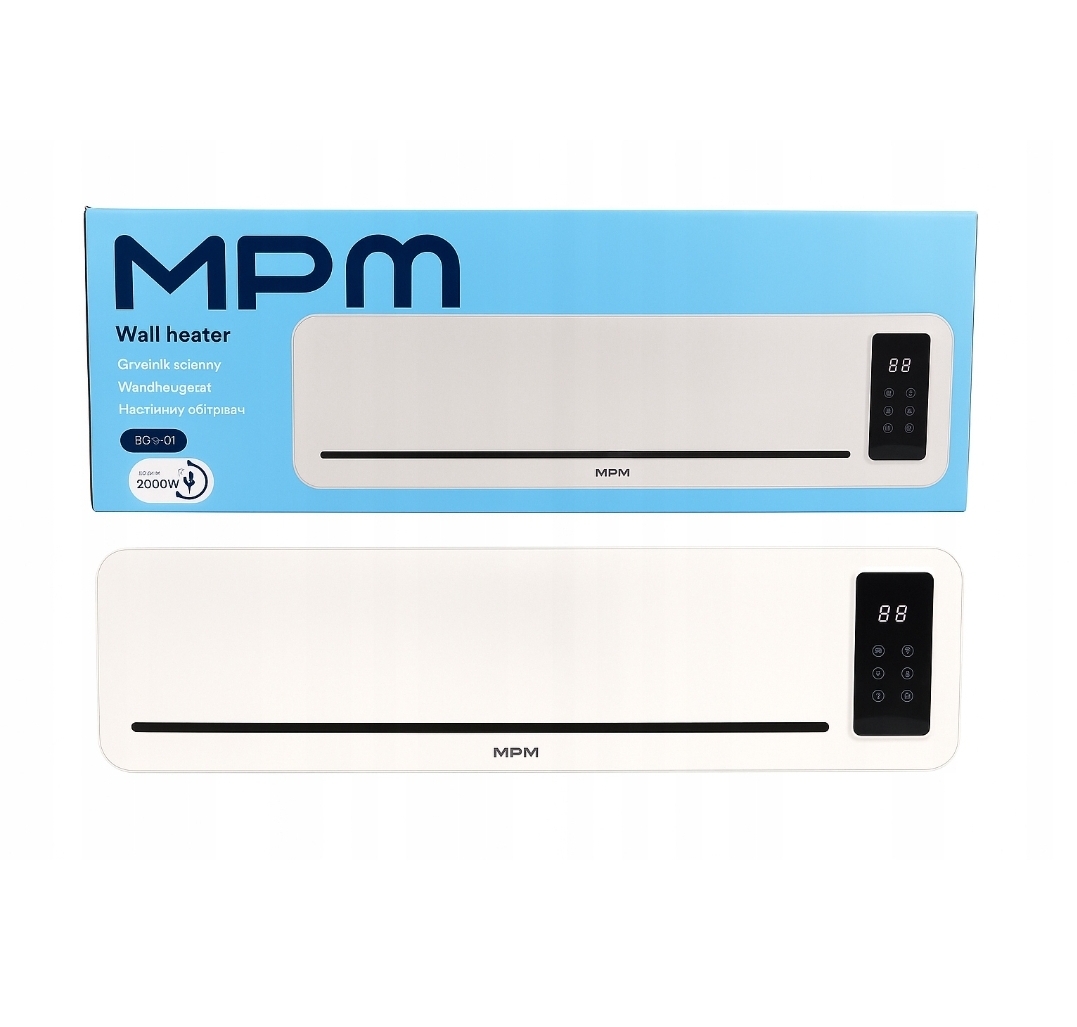 Mpm grzejnik ścienny z funkcją wentylatora, kremowy, 2000W