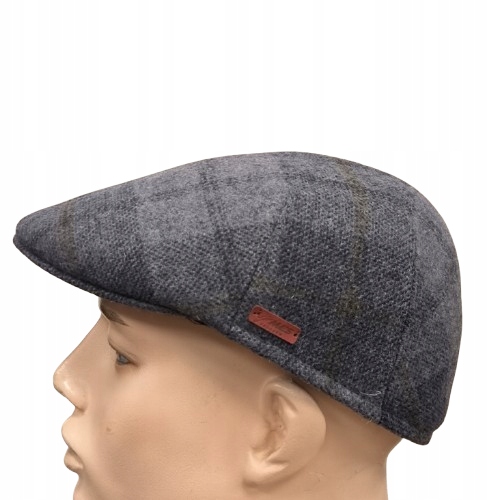 pánská vlněná jarní podzimní zimní čepice Mes Gatsby Šedá, mřížka 59 Cm