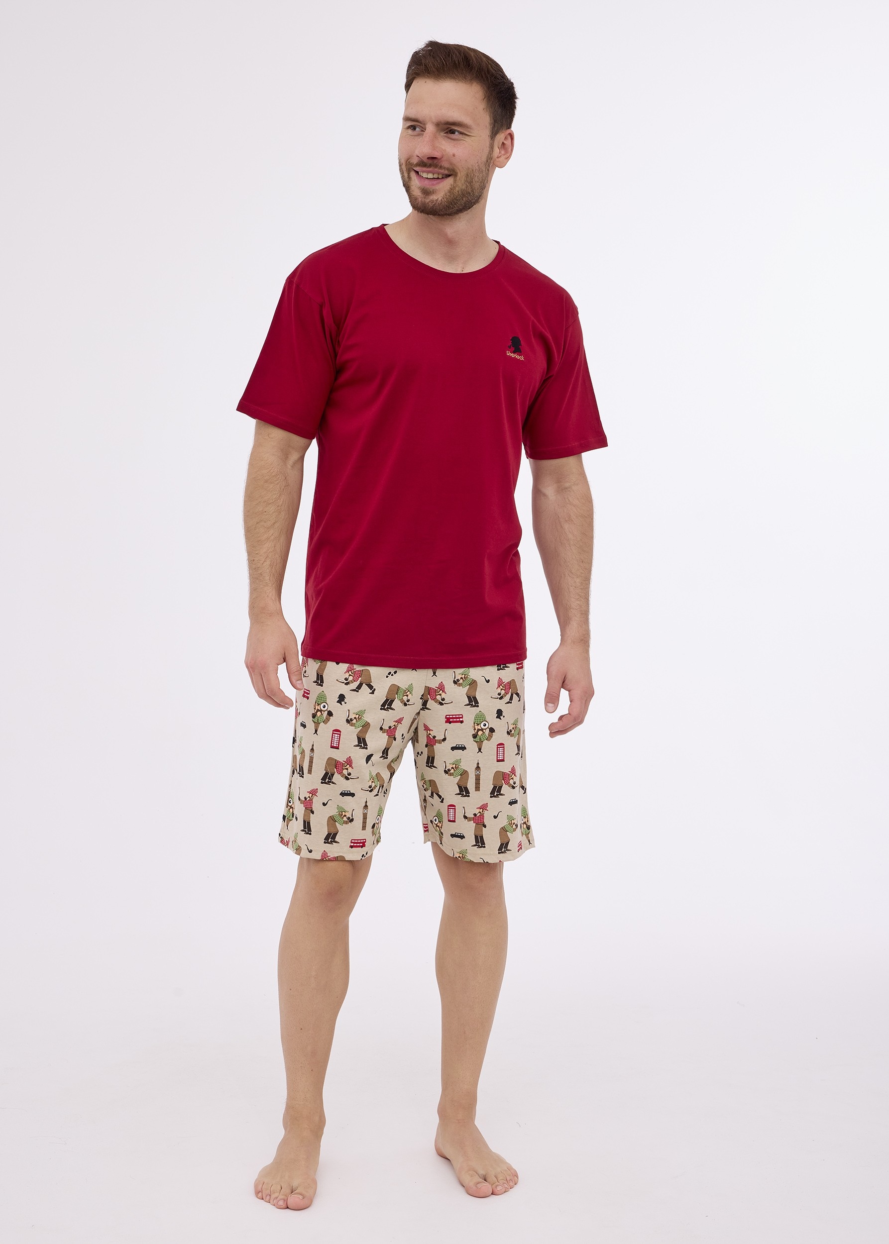 Pánské Pyžamo 326/275 Sherlock vel. 3XL-5XL 5XL bordó