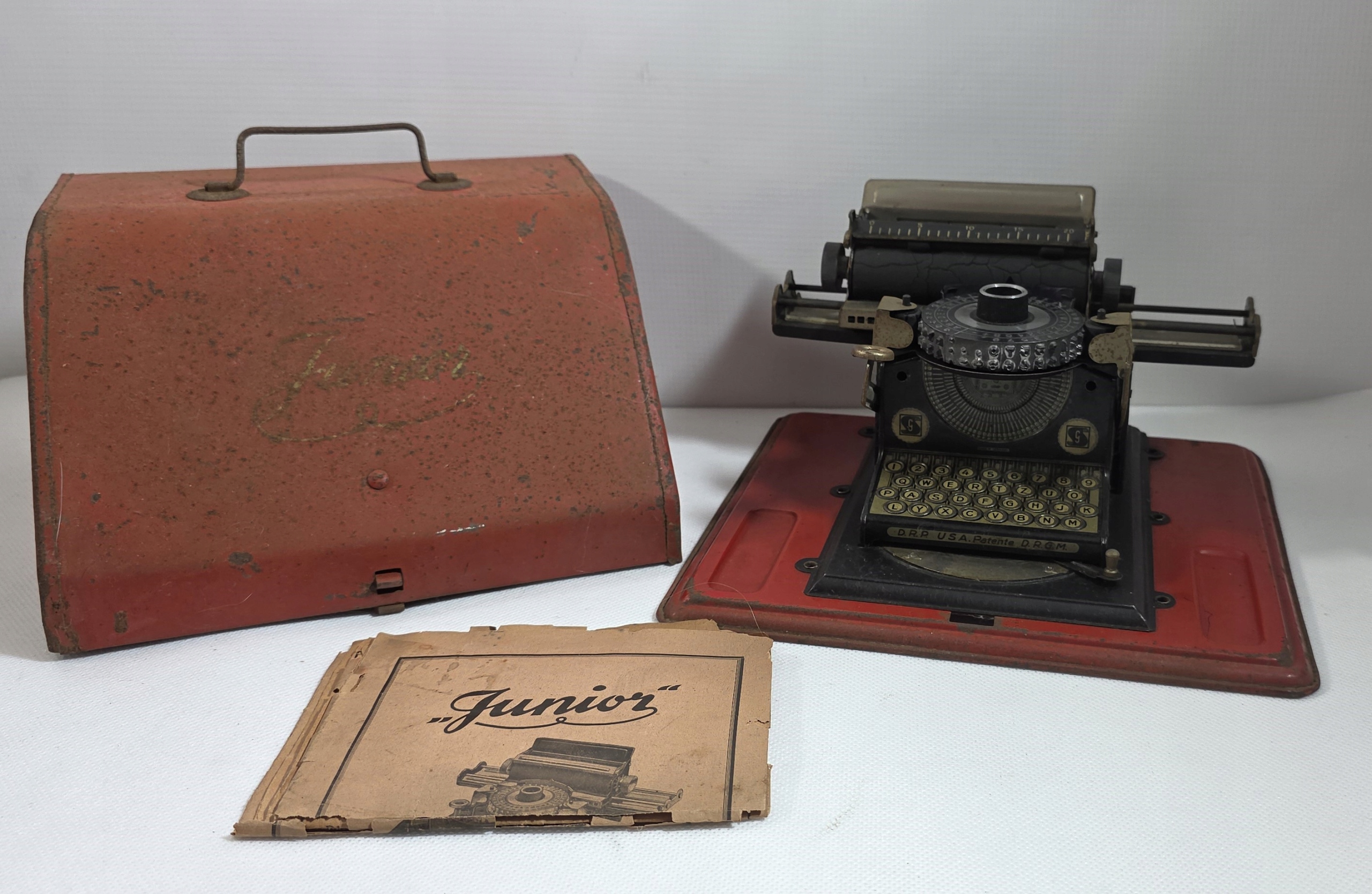 JUNIOR D.R.P.USA PATENTE D.R.G.M. PRZEDWOJENNA ZABAWKA MASZYNA DO PISANIA