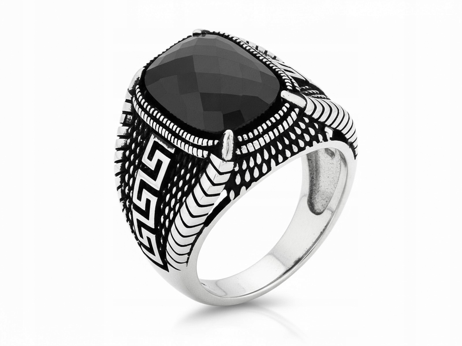 Pánský stříbrný signet 925 s černým zirkonem 7.1 mm x 17.8 mm r19 10.10 g