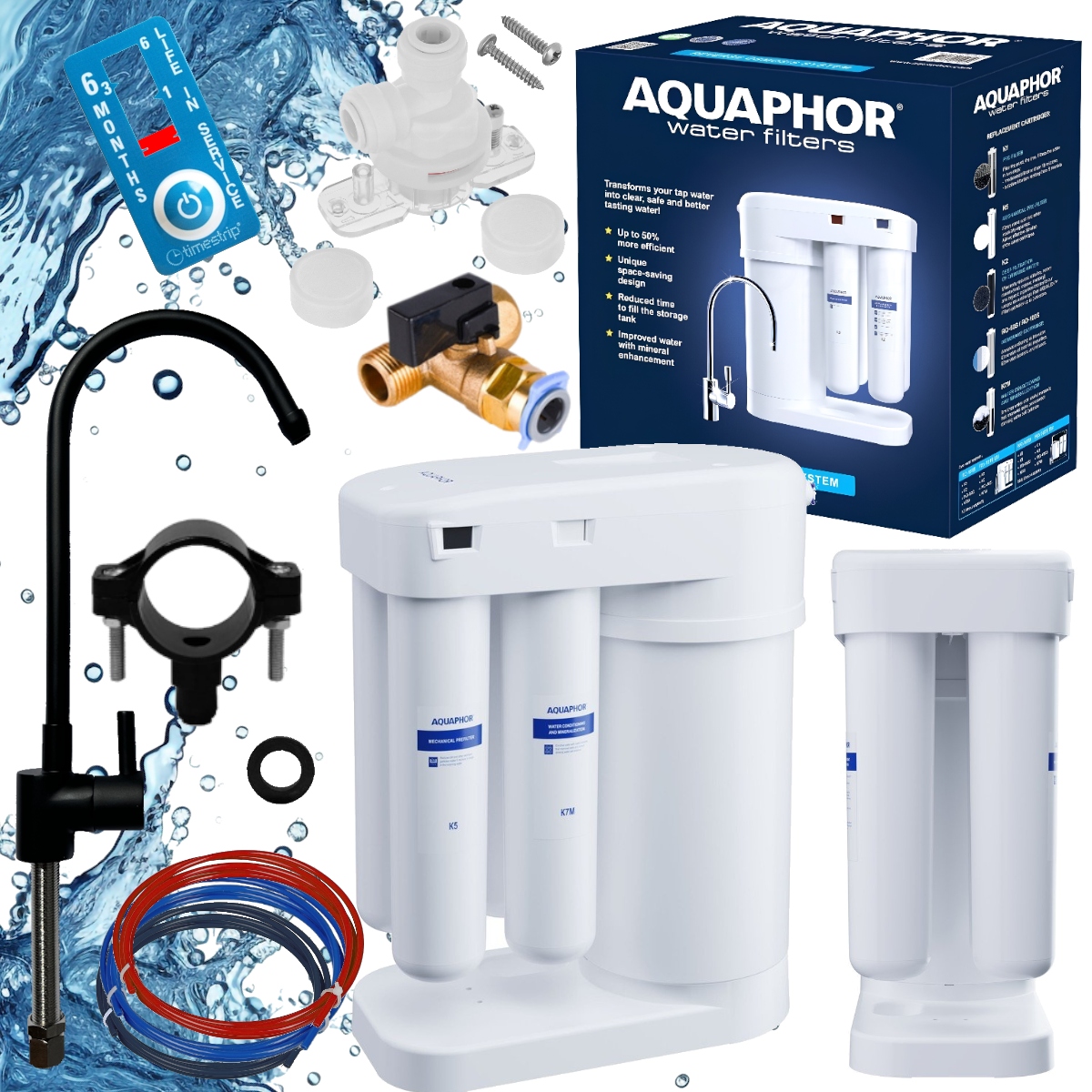 Filtračný domáci systém reverznej osmózy Aquaphor Morion RO-101S čierny kohútik