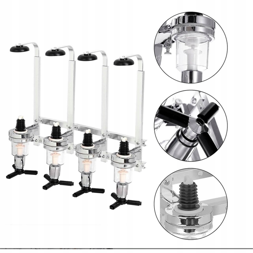 Barmanský Držák Na Alkohol Dávkovač 4 Lahve Odměrka 45 ML