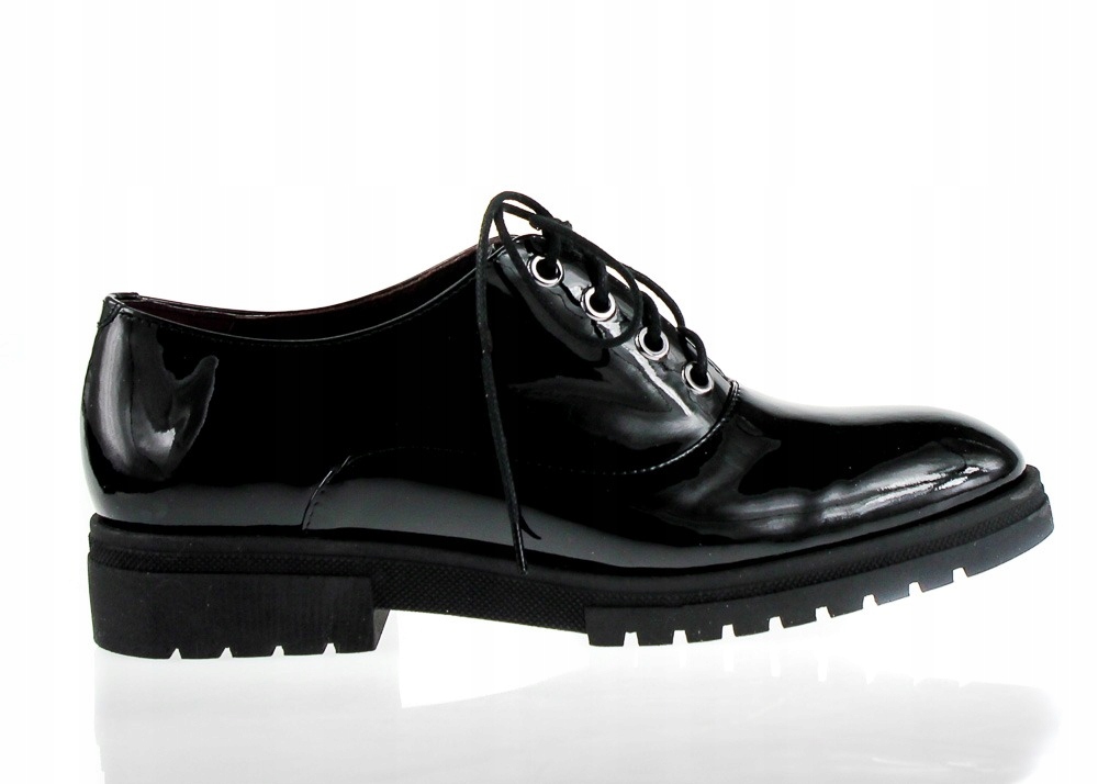 Černé Kožené Polobotky, Lakované Boty, Velikost 39