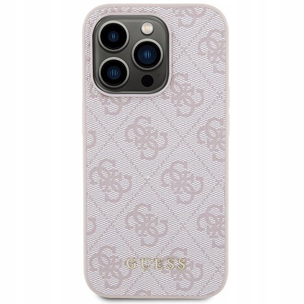 Guess Pouzdro pro iPhone 15 Pro Max růžové, silné pouzdro, kovové, zlaté logo