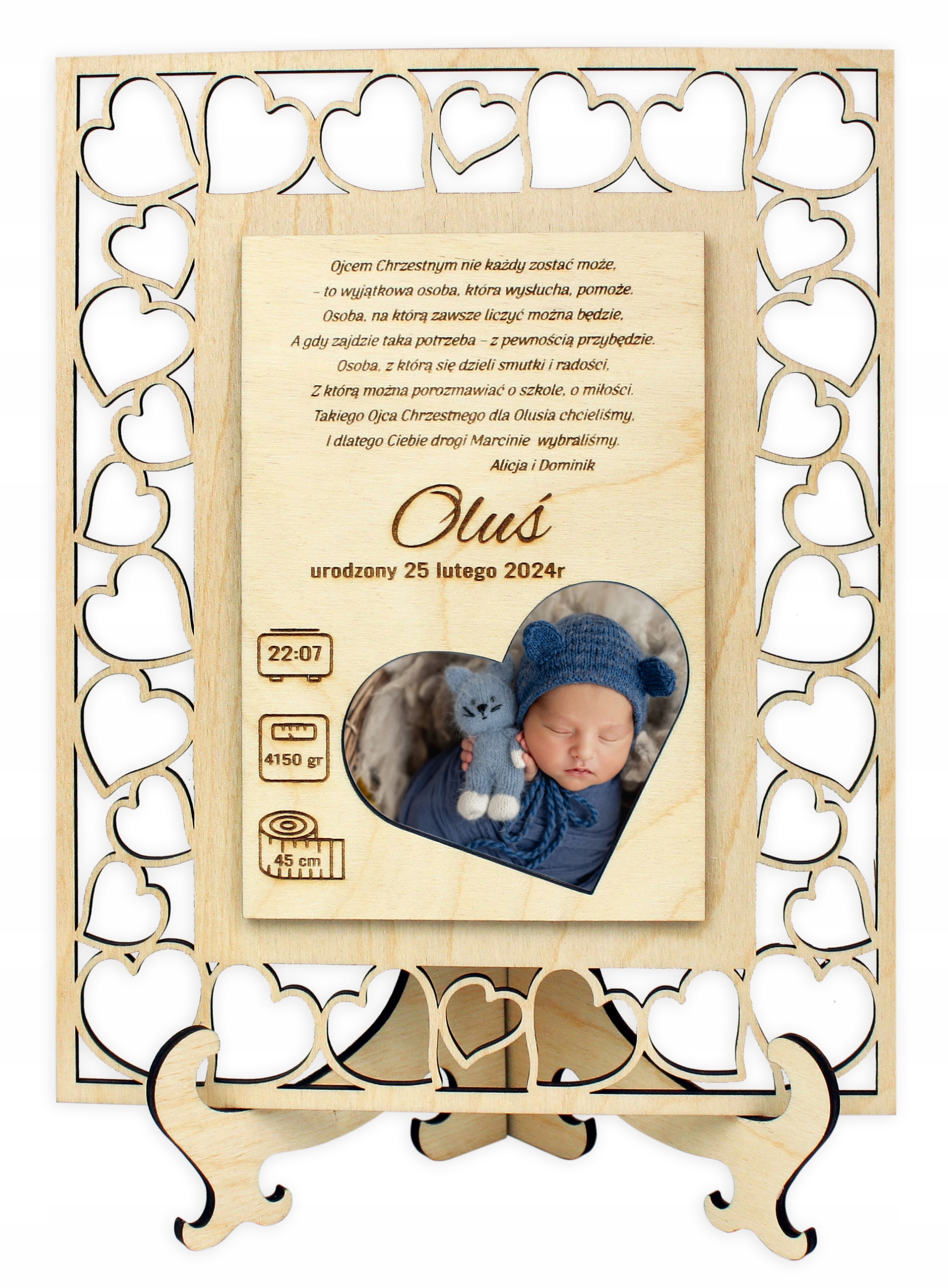 Podziękowanie dla Matki Chrzestnej Ojca Chrzestnego na Chrzest ze ZDJĘCIEM