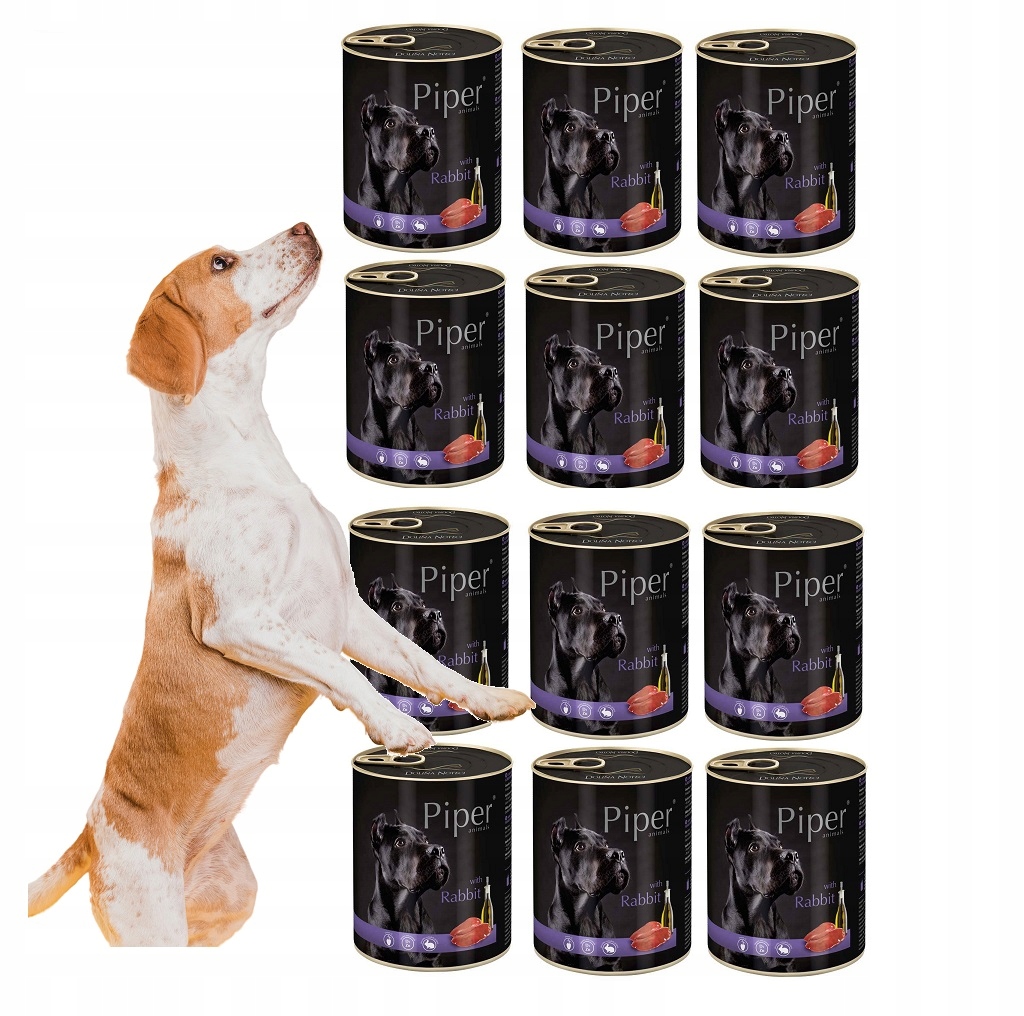 Levně Vlhké Krmivo pro psa Piper Dolina Noteci Králík v plechovce 12 ks x 800 g