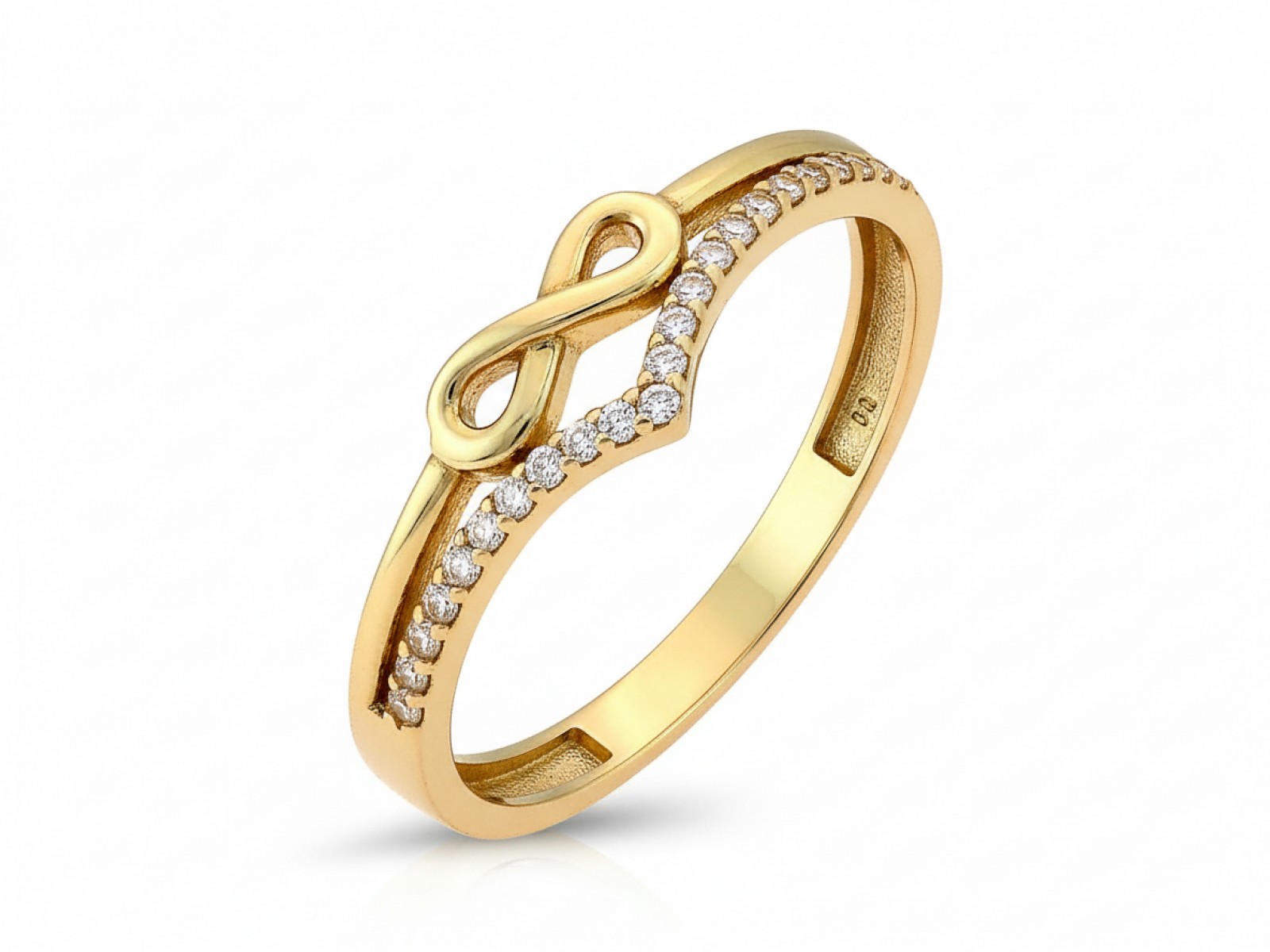 Dámský prstýnek ve zlaté barvě 585 s módním krystalem, elegantní design