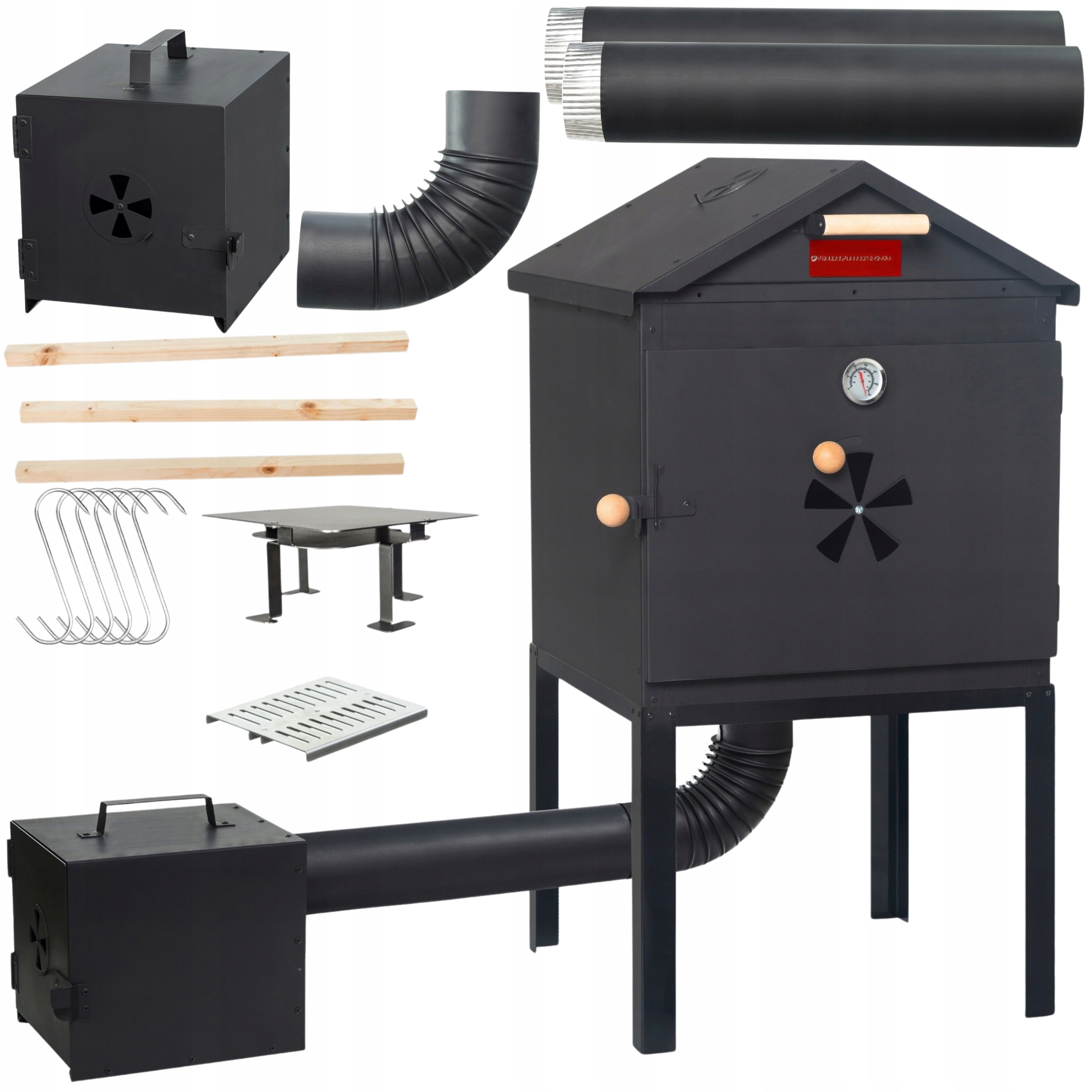 Kovová záhradná udiareň Domáca kovová strecha Udiareň Ohnisko Sada XL